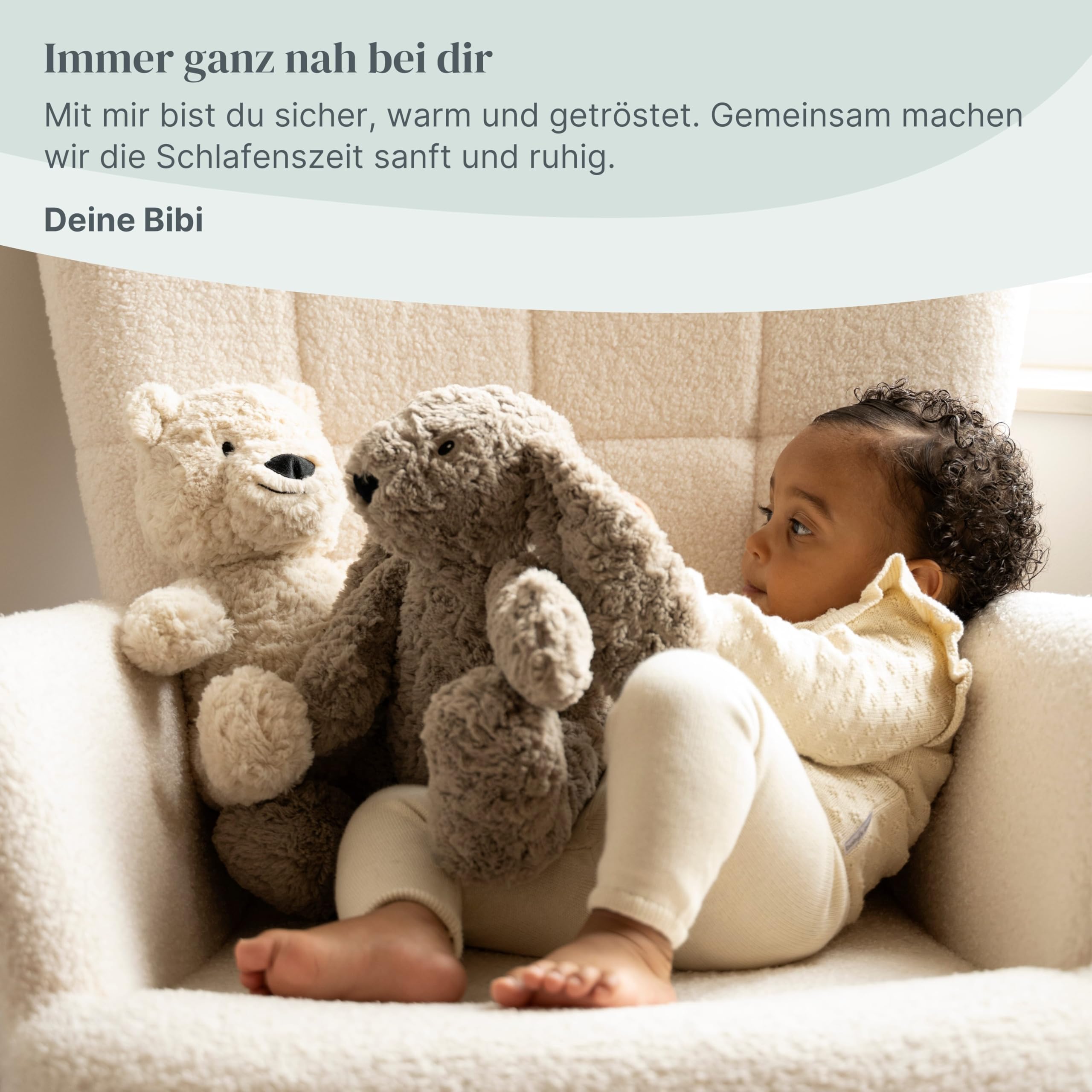 Baby's Only - Bibi das Kuschelkaninchen - Einschlafhilfe - Spieluhr Baby - White noise - Kuscheltier - Weinsensor - Baby erstausstattung - Geschenk zur geburt - Warm Linen