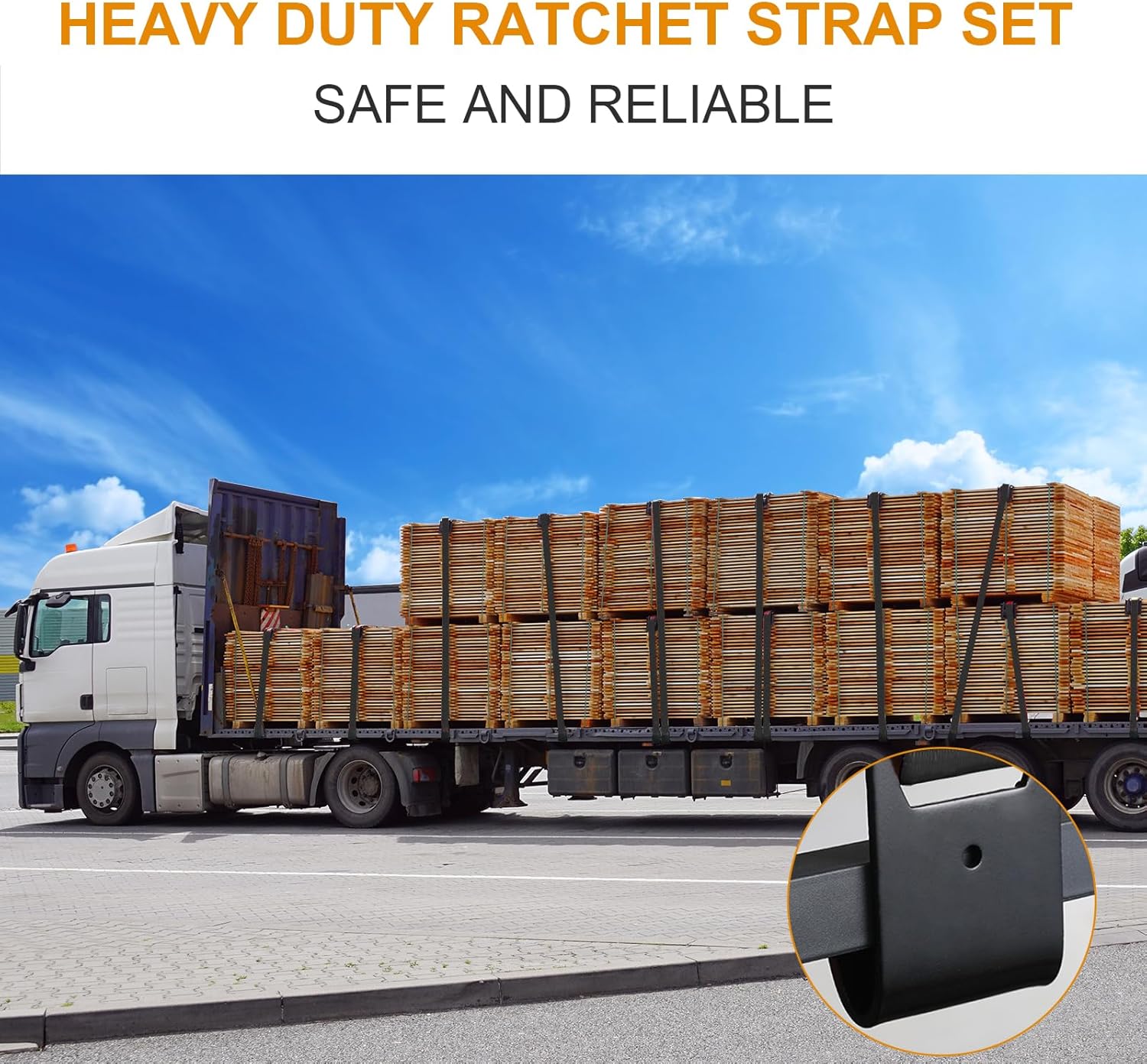 TLGREEN 4 Pack 2 in x 27 FT Flat Hook Ratchet Straps (11,000 lbs Break Strength), Heavy Duty Tie Down Straps for Trucks (Black)