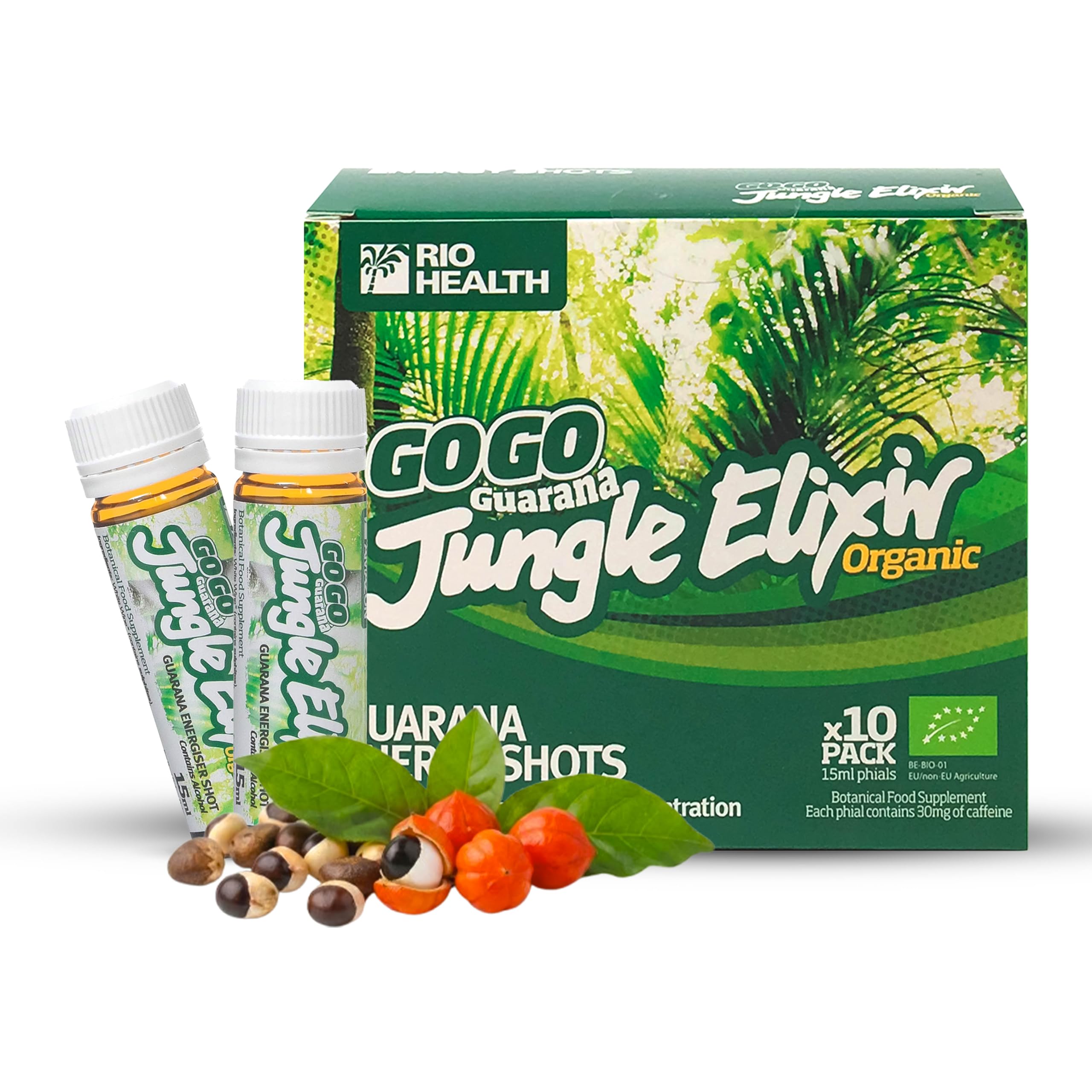 (2 Pack) - Rio Trading Guarana Jungle Elixir 10 X Single Phial Pack | 10 X 15ml | 2 Pack - Super Saver - Save Money