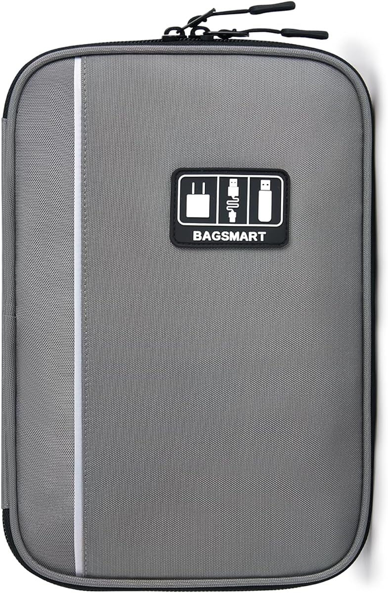 Large Electronics Organizer Travel Case for Tech Accessories, Blue | Tech Accessories, Cord Storage Bag, For Phone, Power Bank, SD Card, Cables