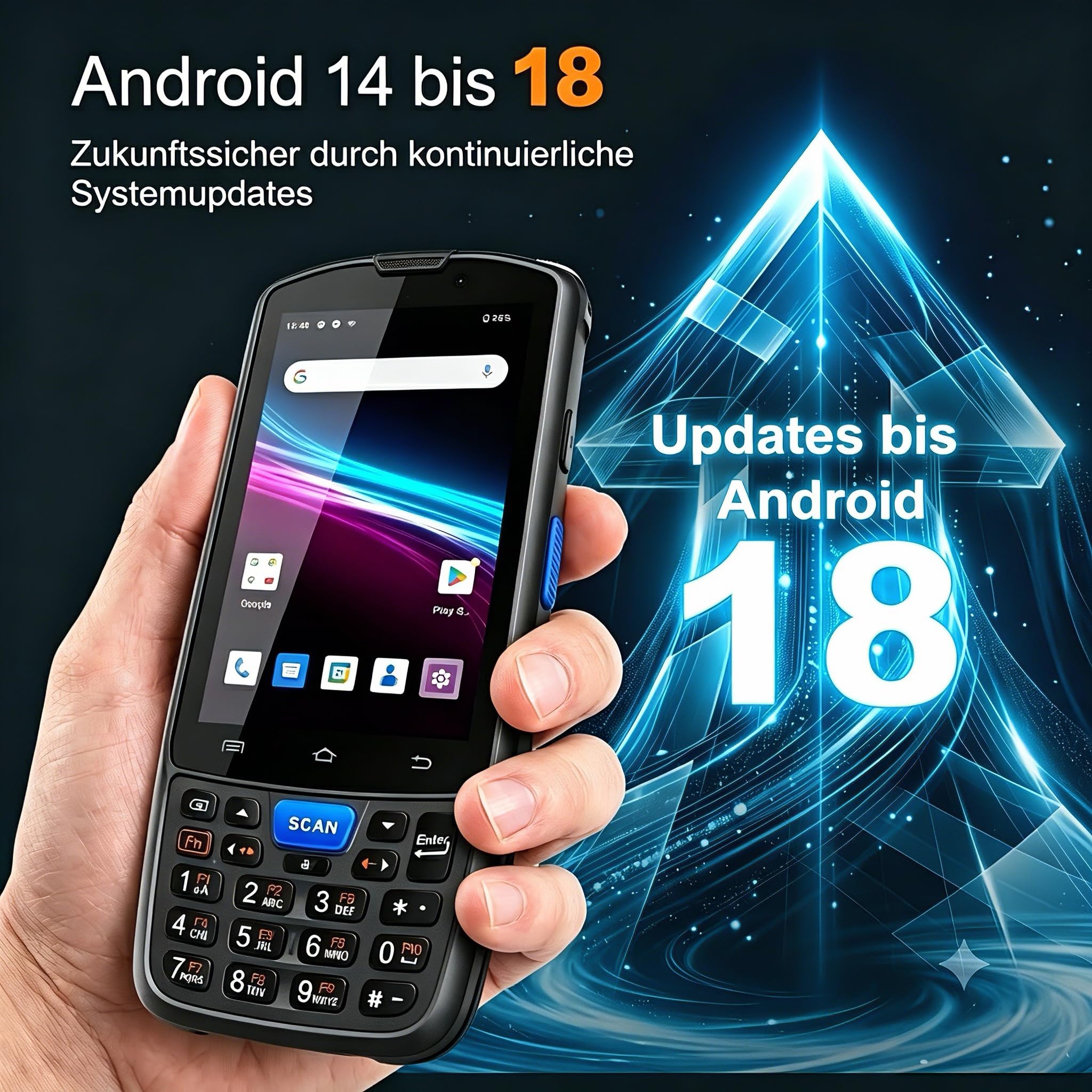 Farset F7-WiFi Android 14 Barcode-Scanner-PDA SE6100 5000 mAh austauschbarer Akku IP67 robust