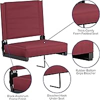 Vista 9 de EMMA + OLIVER Juego de 2 500 lb. Silla ligera de estadio con asiento ultra acolchado, color granate
