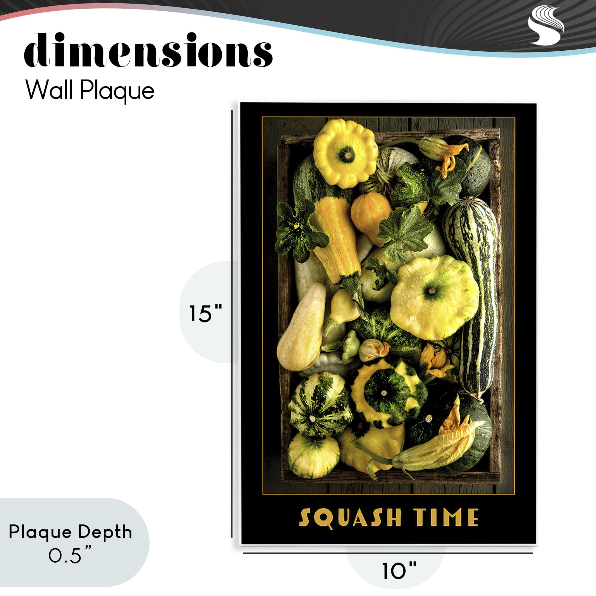 Squash Time - Placa de pared con diseño de verduras vibrantes, 25,4 x 38,1