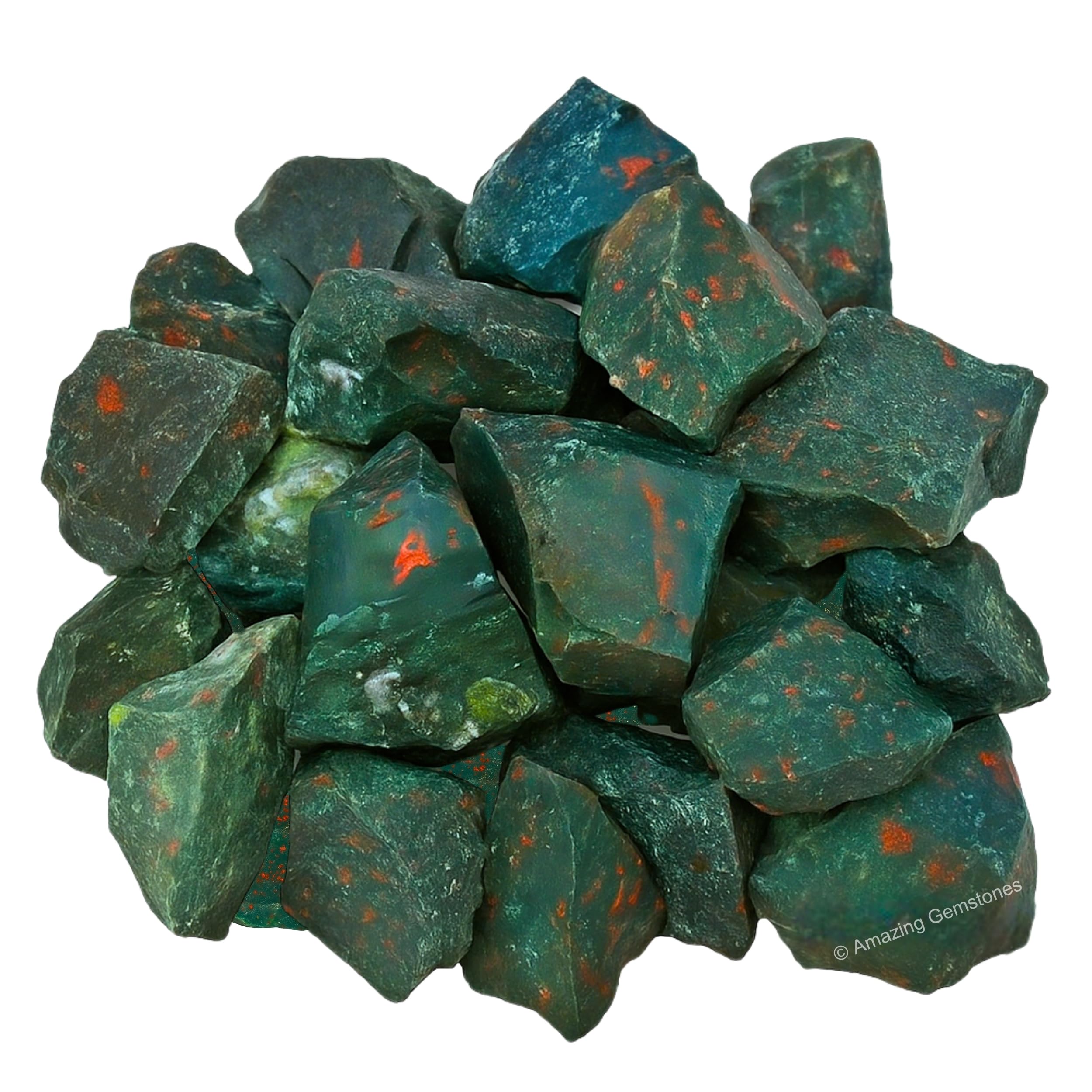 Amazing Gemstone Bloodstone Raw Crystals and Healing Stones, Natural Rocks for Tumbling and DIY Raw Stones and Crystals (5 Pieces)