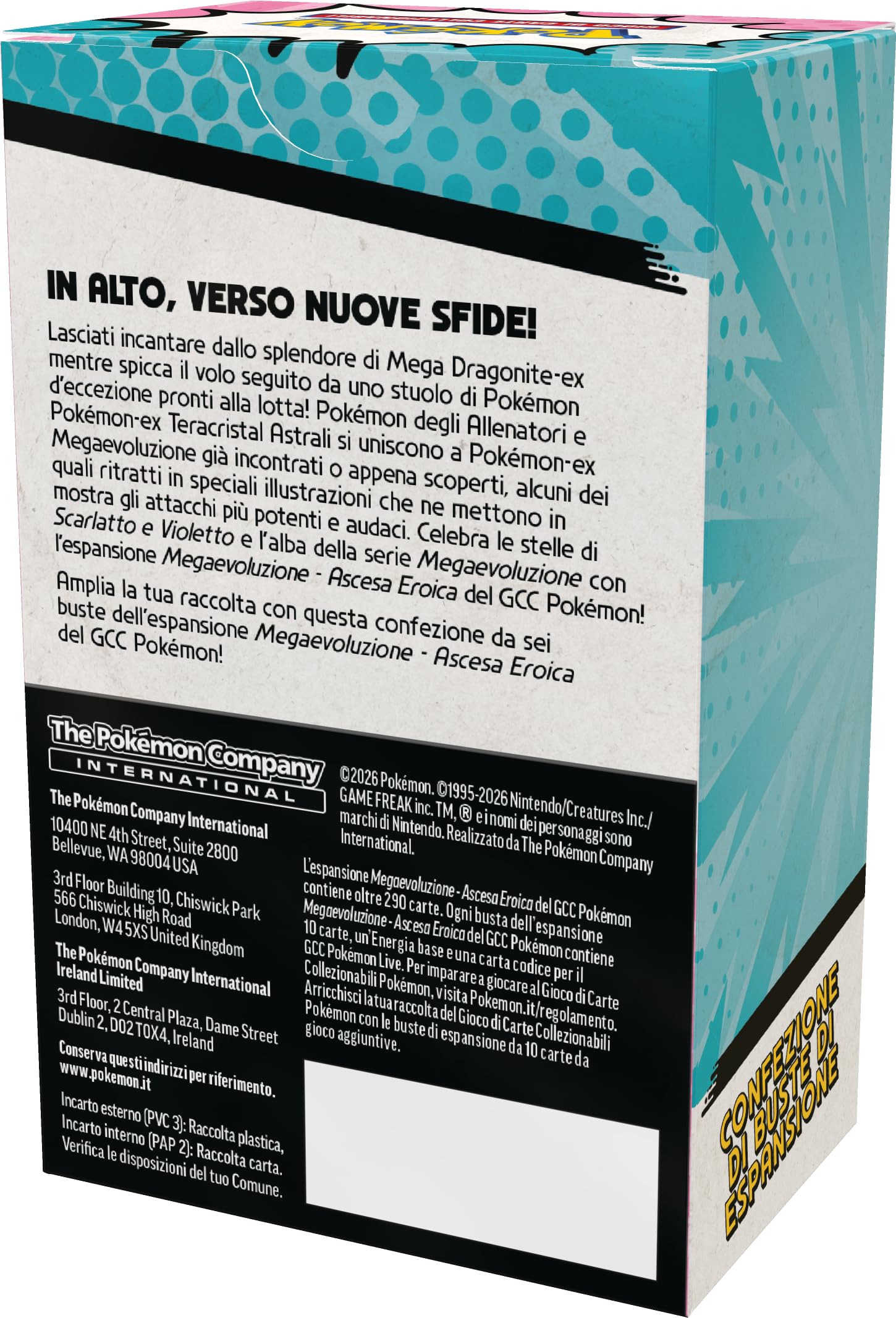 Pokémon GCC Megaevoluzione Ascesa Eroica buste di espansione sei buste Italiano