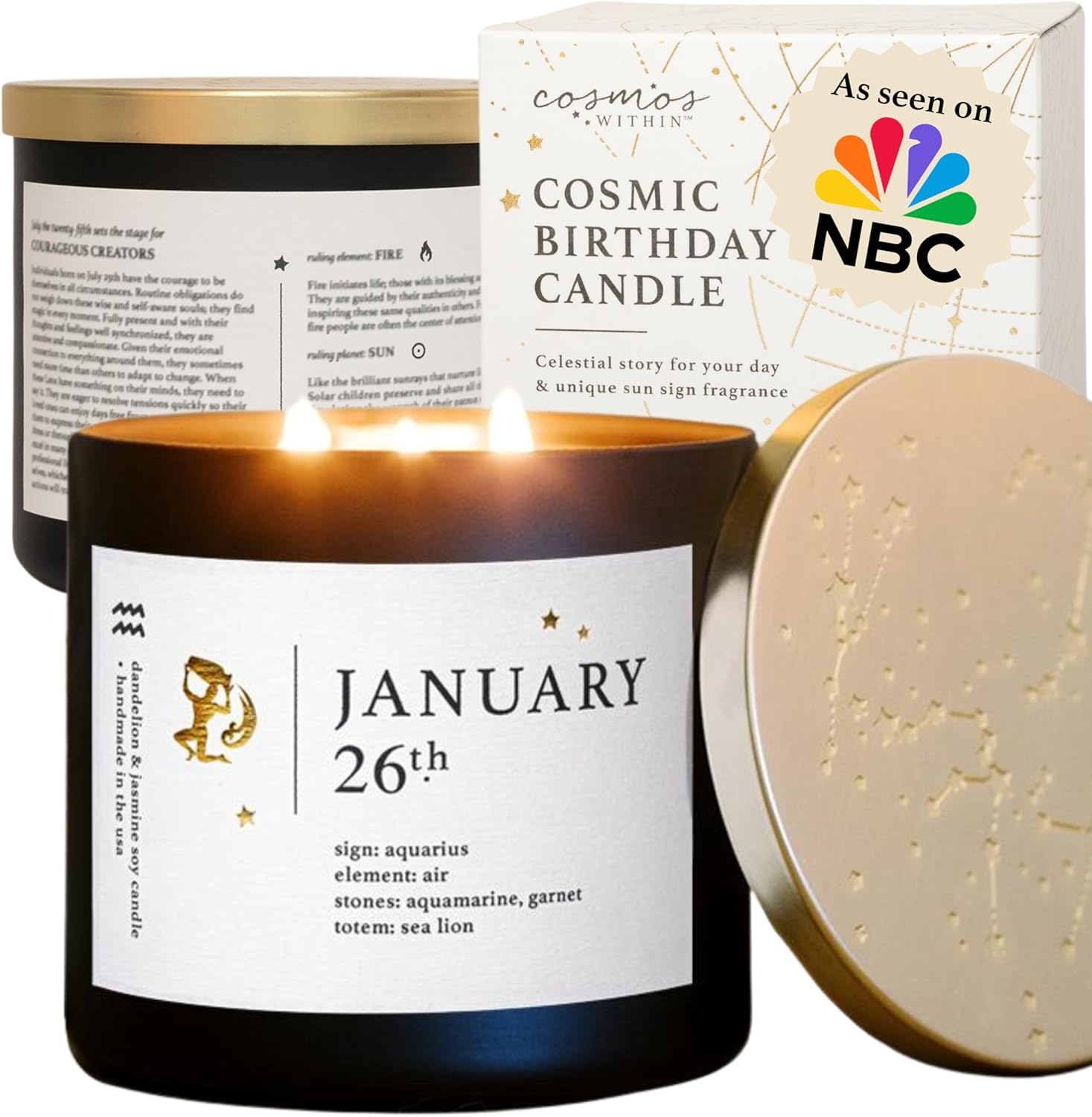 Aquarius Zodiac Candle: Affirmation & Reading Gift