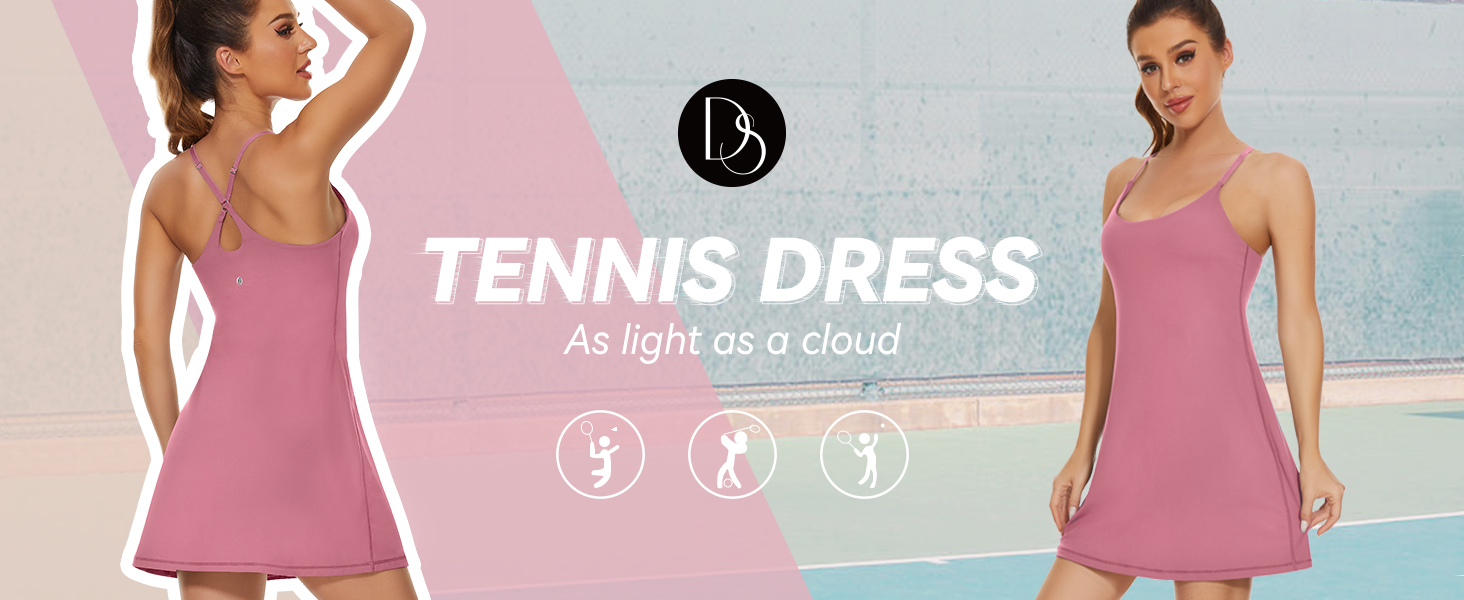 Amazon.com: Womens Tennis Dress, 2-in-1 Summer Golf Workout Dress with  Built-in Bra & Shorts Pockets,Tennis Outfits Athletic Dresses with  Adjustable Strap Litter Black Dress : Clothing, Shoes & Jewelry