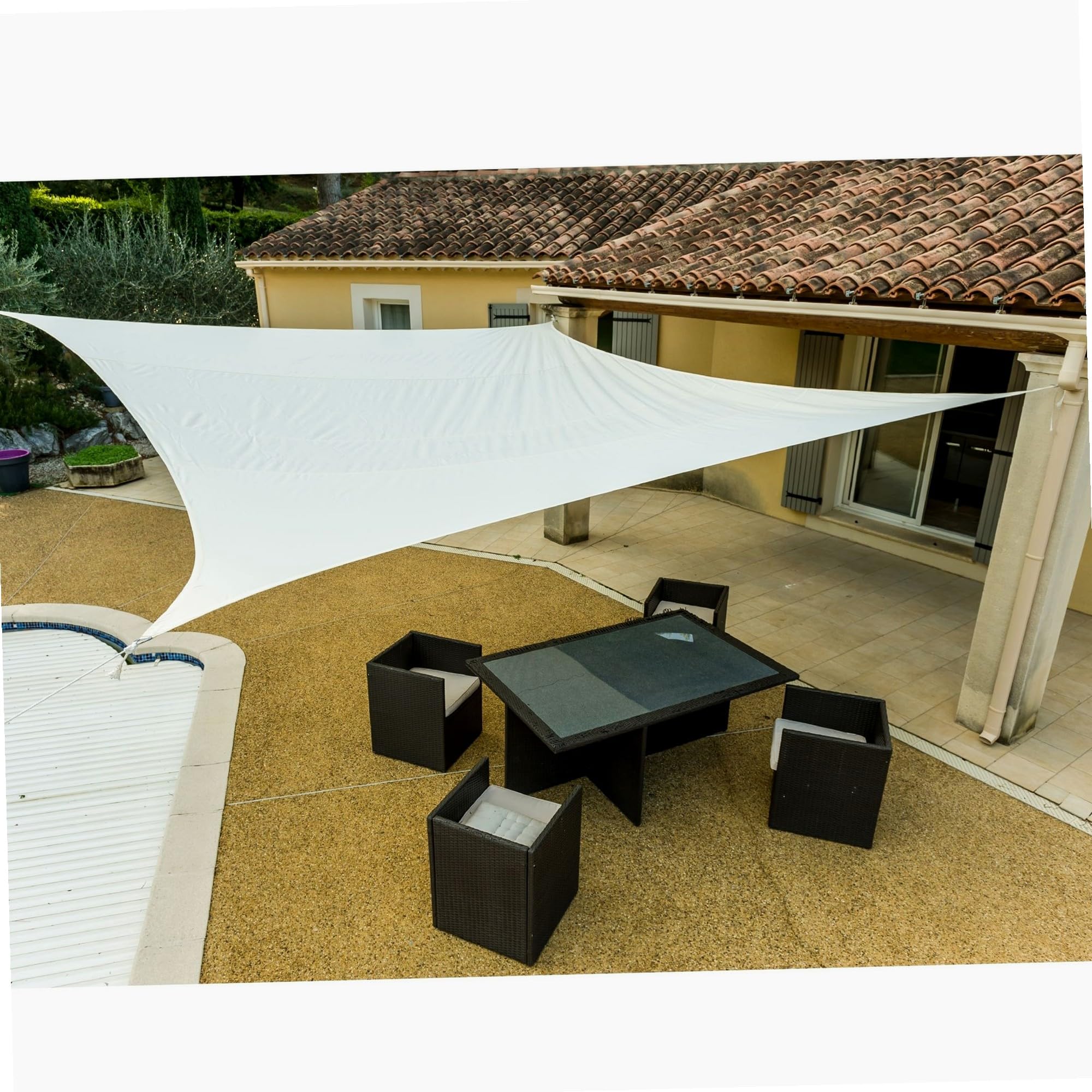 Voile d'ombrage carrée 5m WERKA PRO en polyester crème durable