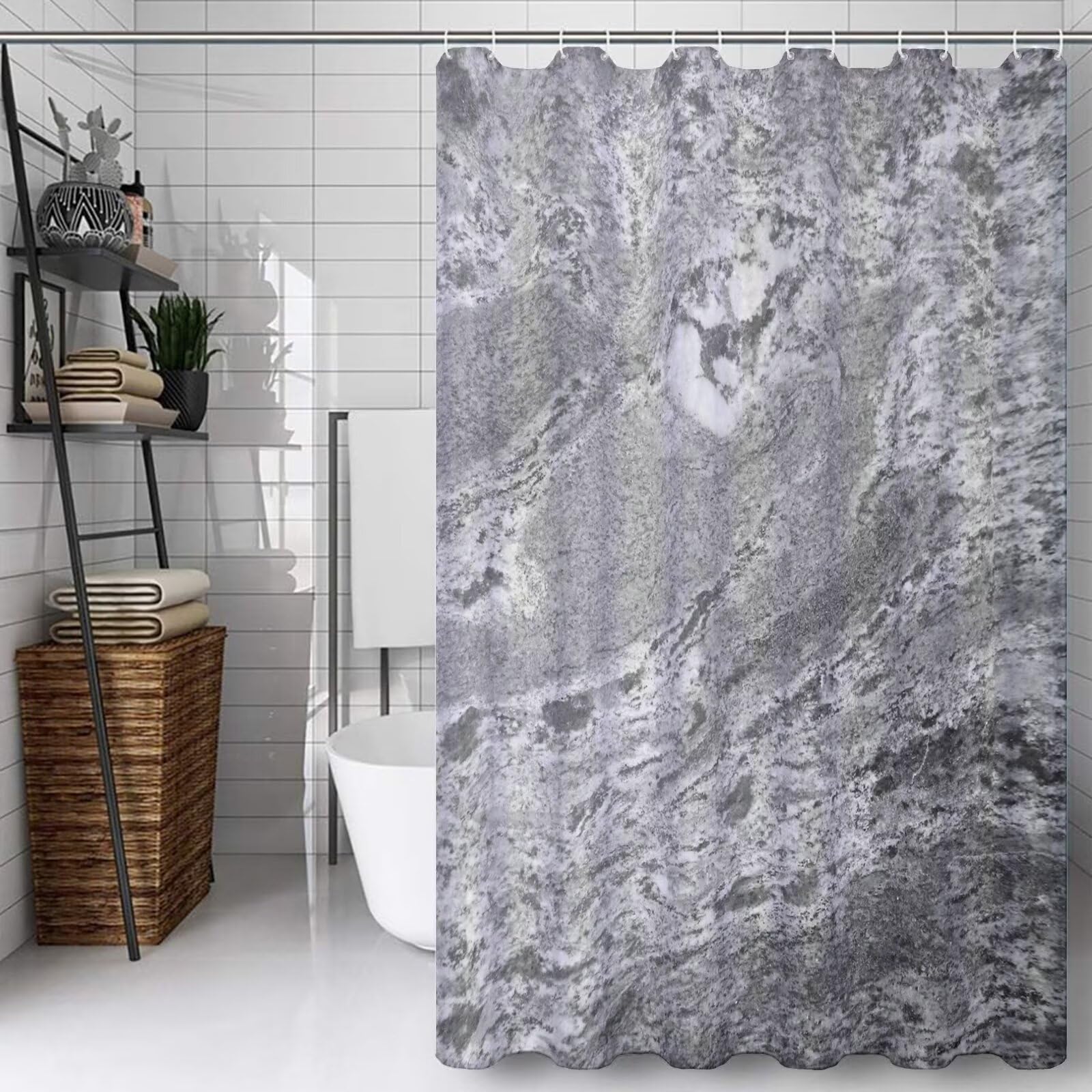 Rideau de douche en tissu de qualité supérieure 80x200cm avec 12 crochets en C inclus