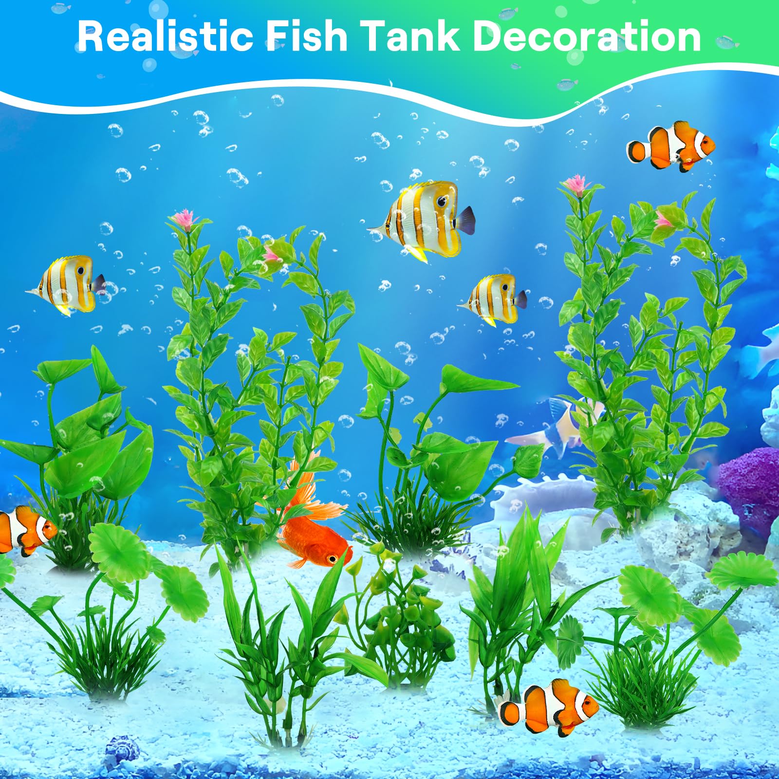 10 Pièces Decoration Aquarium Decoration Plante Aquarium Artificielle Aquarium Plante Artificielle Terrarium Plante D'Ornement Vert