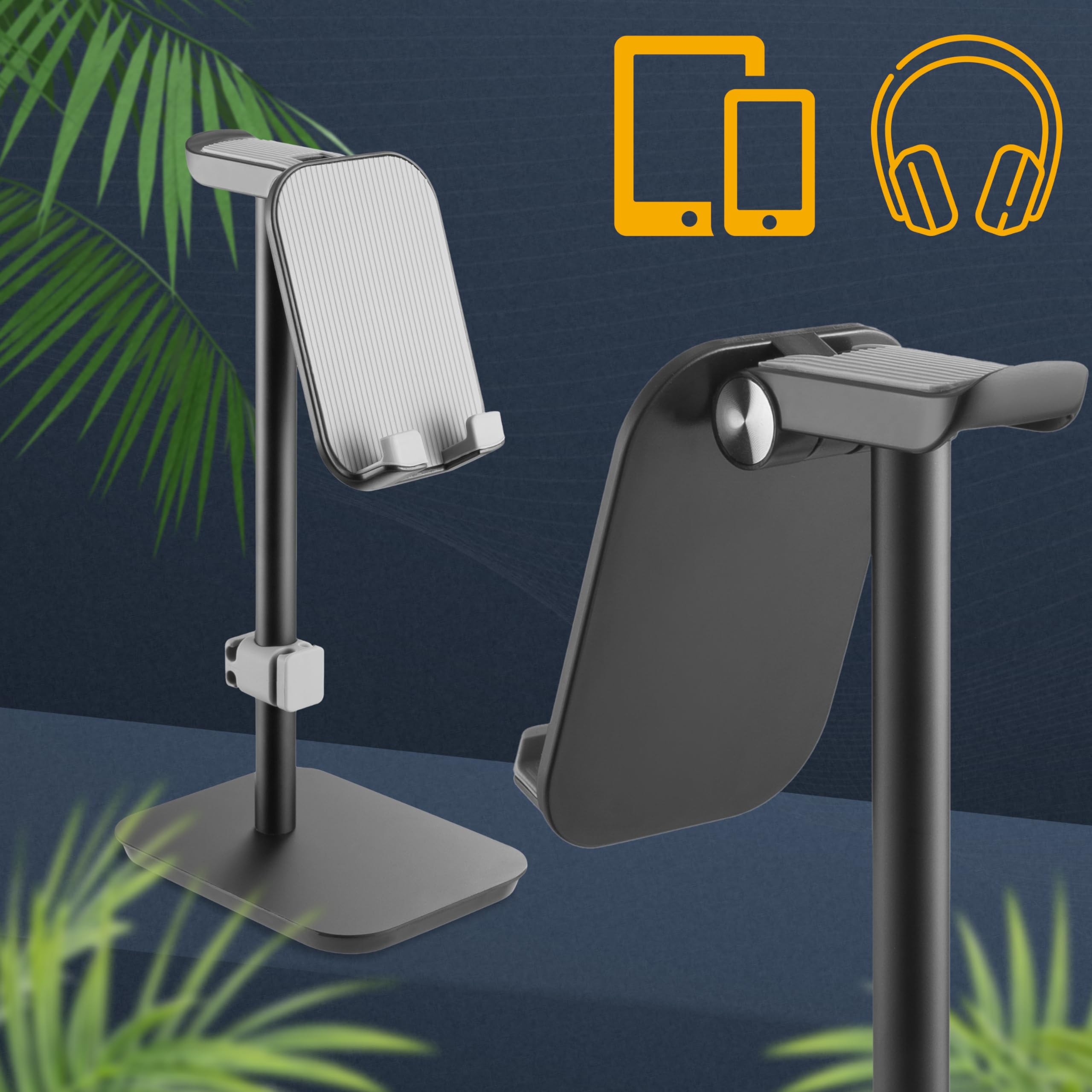 RICOO Premium Headphone Stand, HH013 Model, Ultimate Aluminum and Silicone Headset Holder Desk Display 86x120x248 mm - Image 2