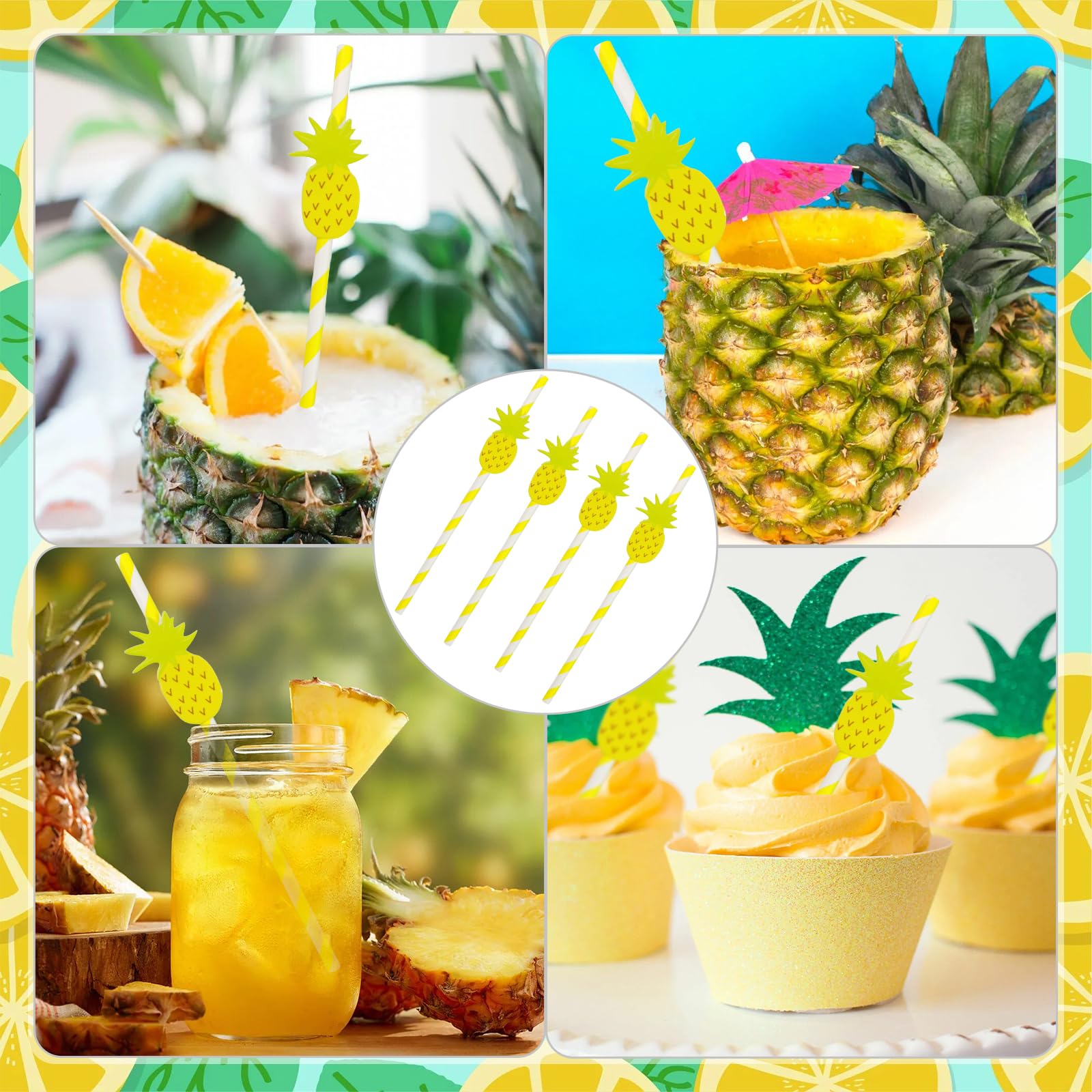 50 Bunte Ananas-Papierstrohhalme – Perfekt Für Partys, Hochzeit & Deko