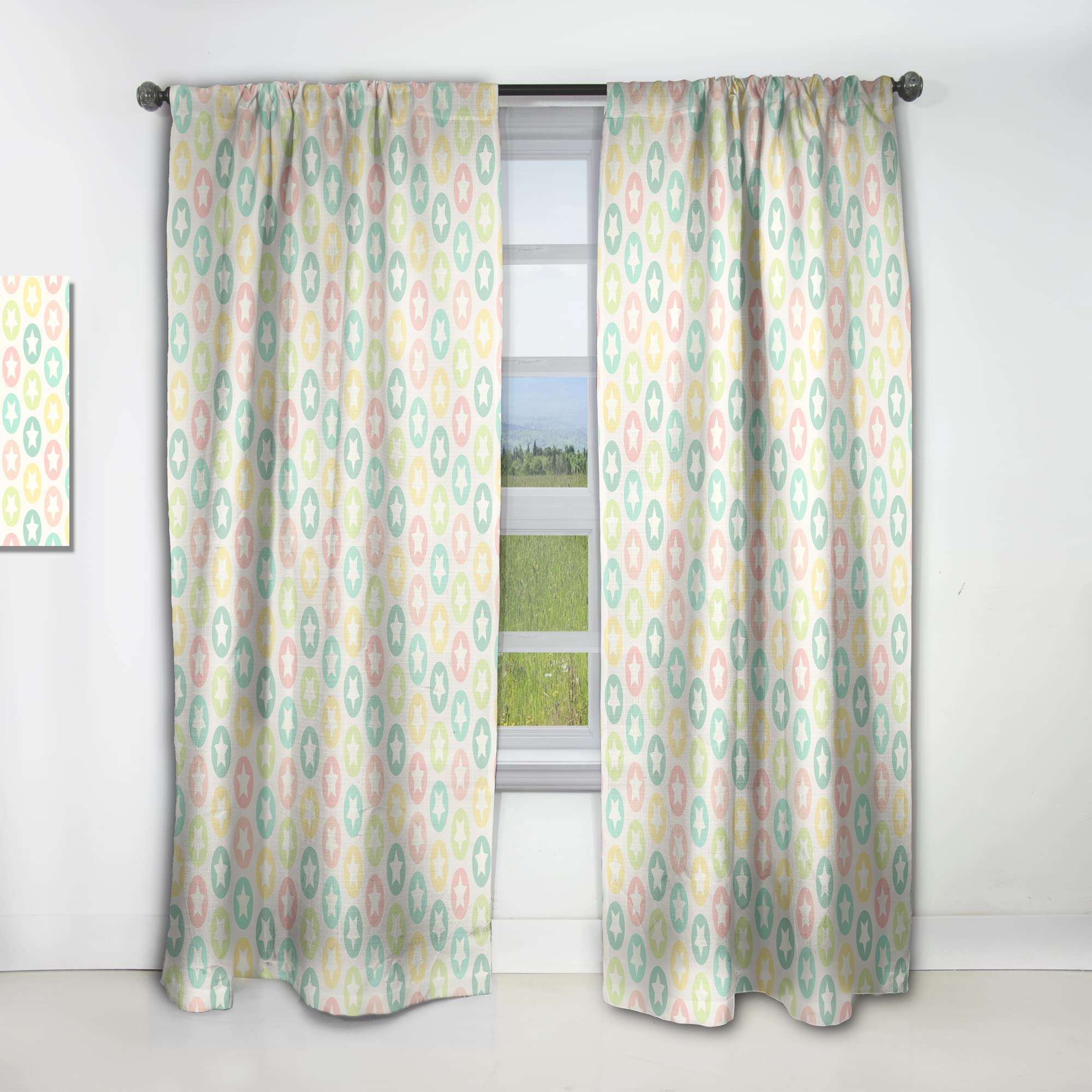 Rideaux à motif rétro étoiles DesignQ pour illuminer votre chambre