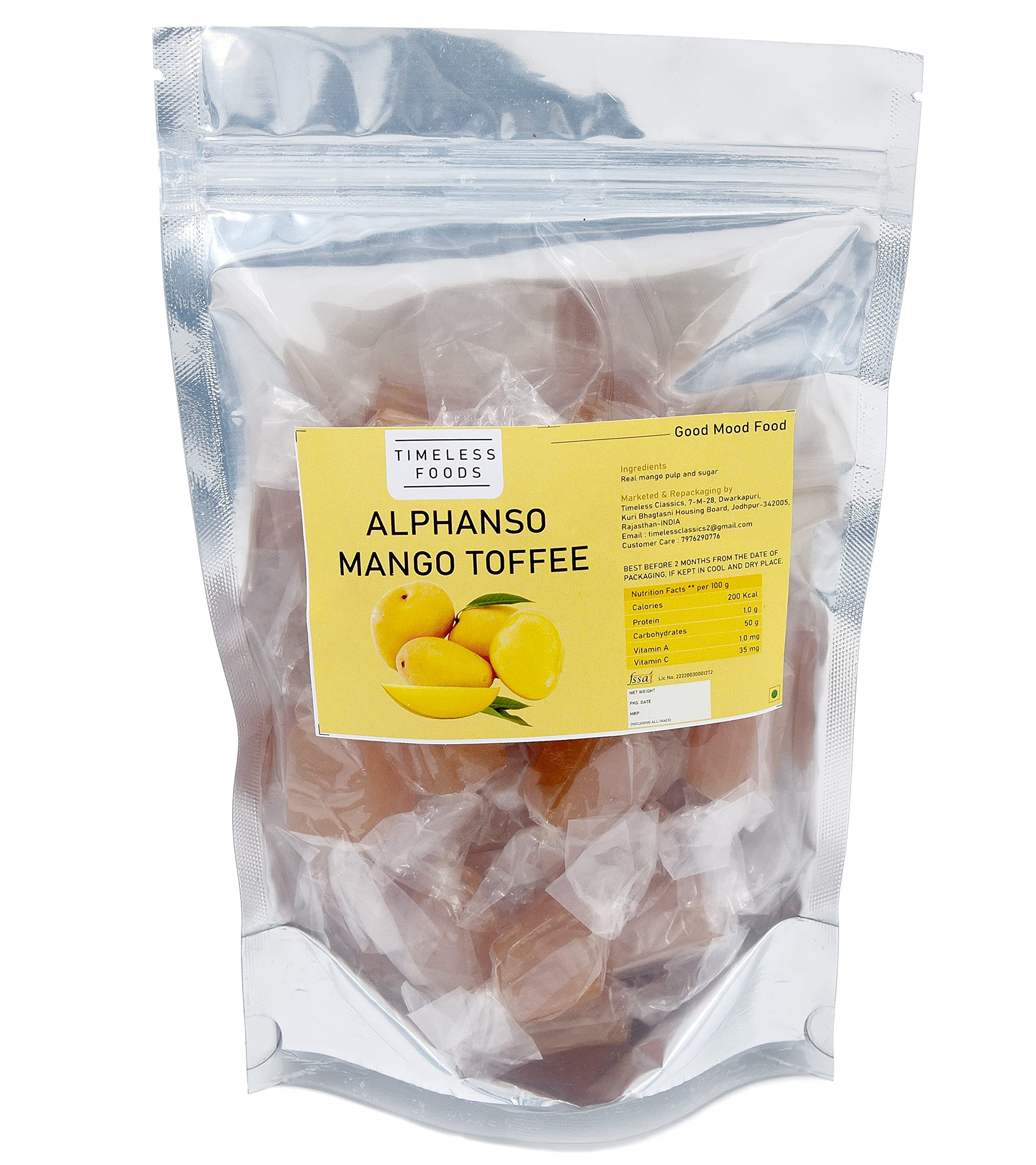Timeless Food Alphonso Mango Toffee 800g | Aam Candy & Aam Papad Cubes | Super Saver Pack | Sweet Mango Treat