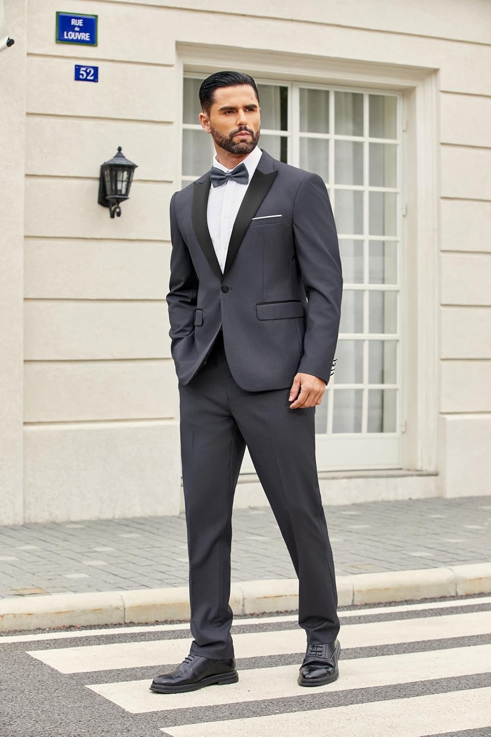 COOFANDY Men's 2 Piece Suit Slim Fit One Button Tuxedo Jacket Pants for Wedding Prom Business - Image 2