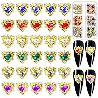 Vista 1 de 30 Pcs Heart Nail Charms and Crystals for Nails Heart Charms for Nails Green Blue Red Heart Nail Rhinestones Big Crystals Nail Gems 3D Heart