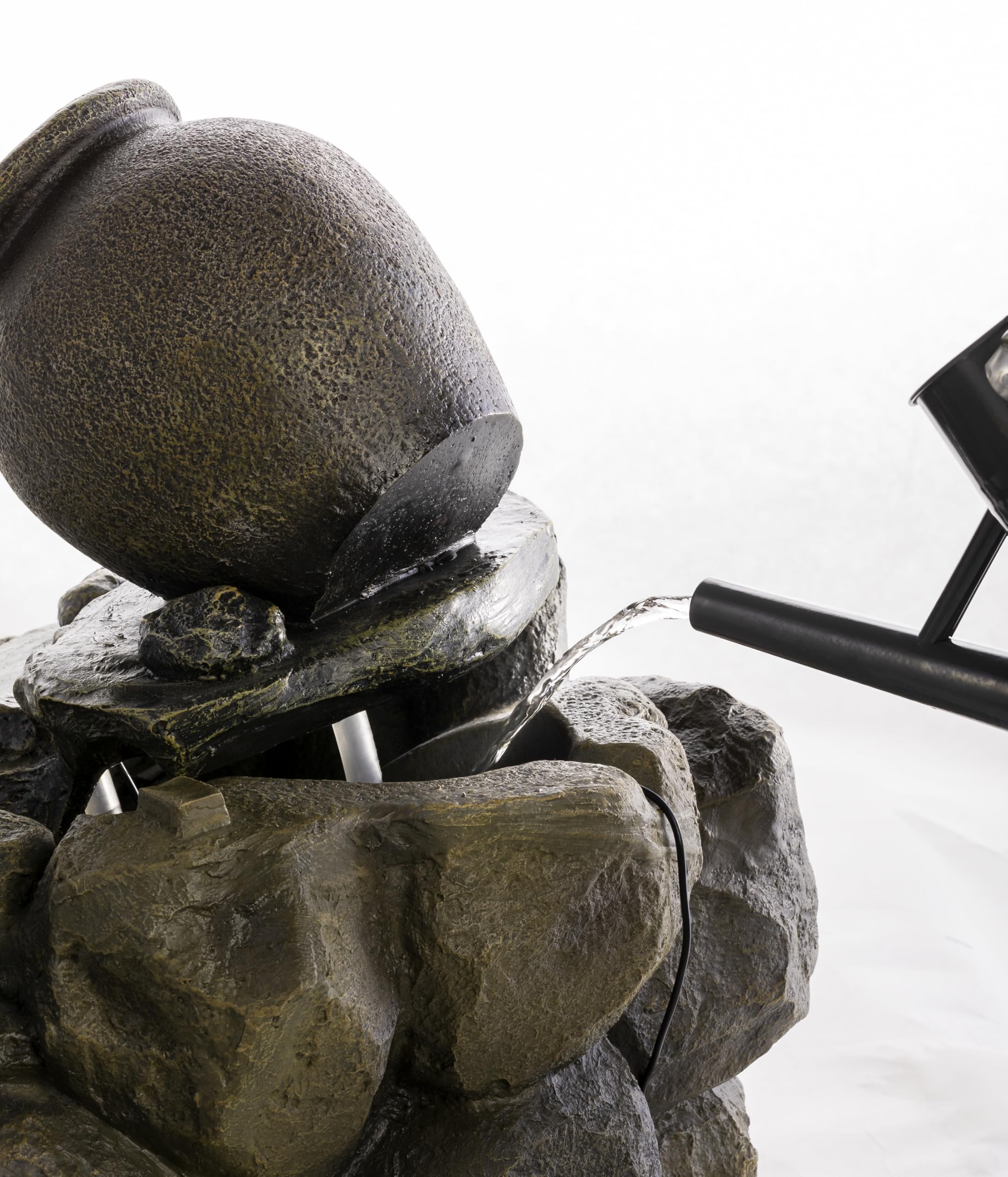 Dehner Gartenbrunnen Soltero, Outdoor-Brunnen, mit LED-Beleuchtung, solarfähig, ca.69x54x57,8 cm, Polyresin, grau