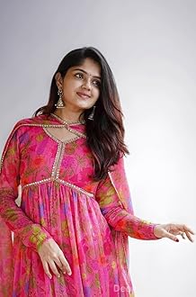 KD Women Floral Print Anarkali Kurta with Pant and Dupatta Set Anarkali Kurti for Women