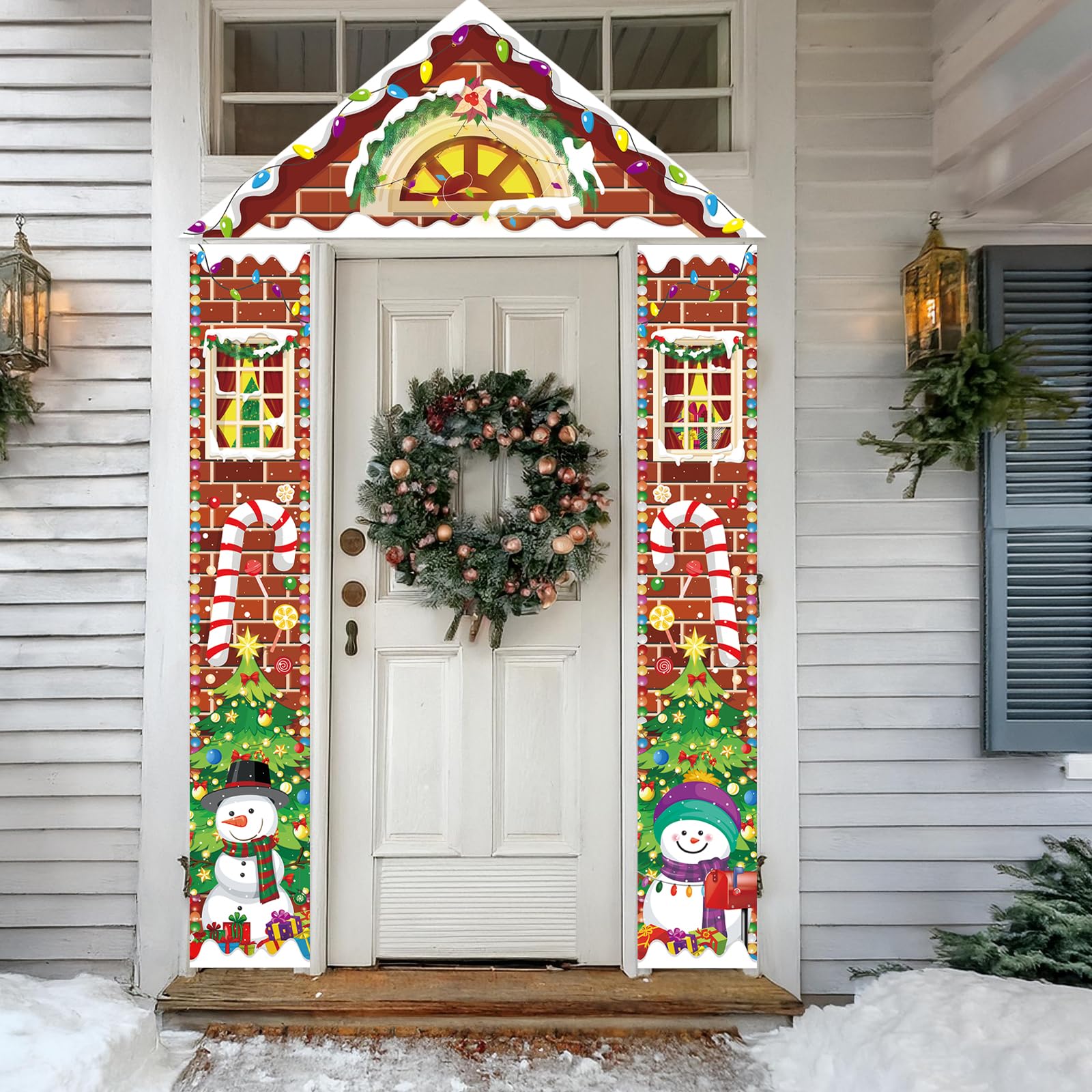 3PCS Christmas Door Banner Snowman Christmas Decorations Xmas Snowman Porch Sign For Holiday Christma Banners Indoor Outside Decorations Hanging Supplies Yard Doors Wall Decor Holiday Party Supplies - Image 4