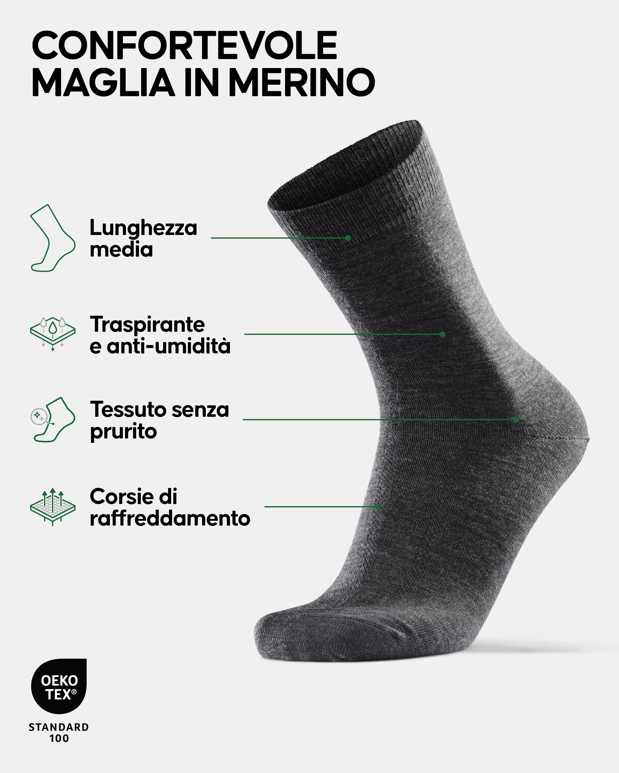 DANISH ENDURANCE Calze in Lana Merino, Calzini Classici Traspiranti, da Uomo e Donna, 3 o 5 Paia