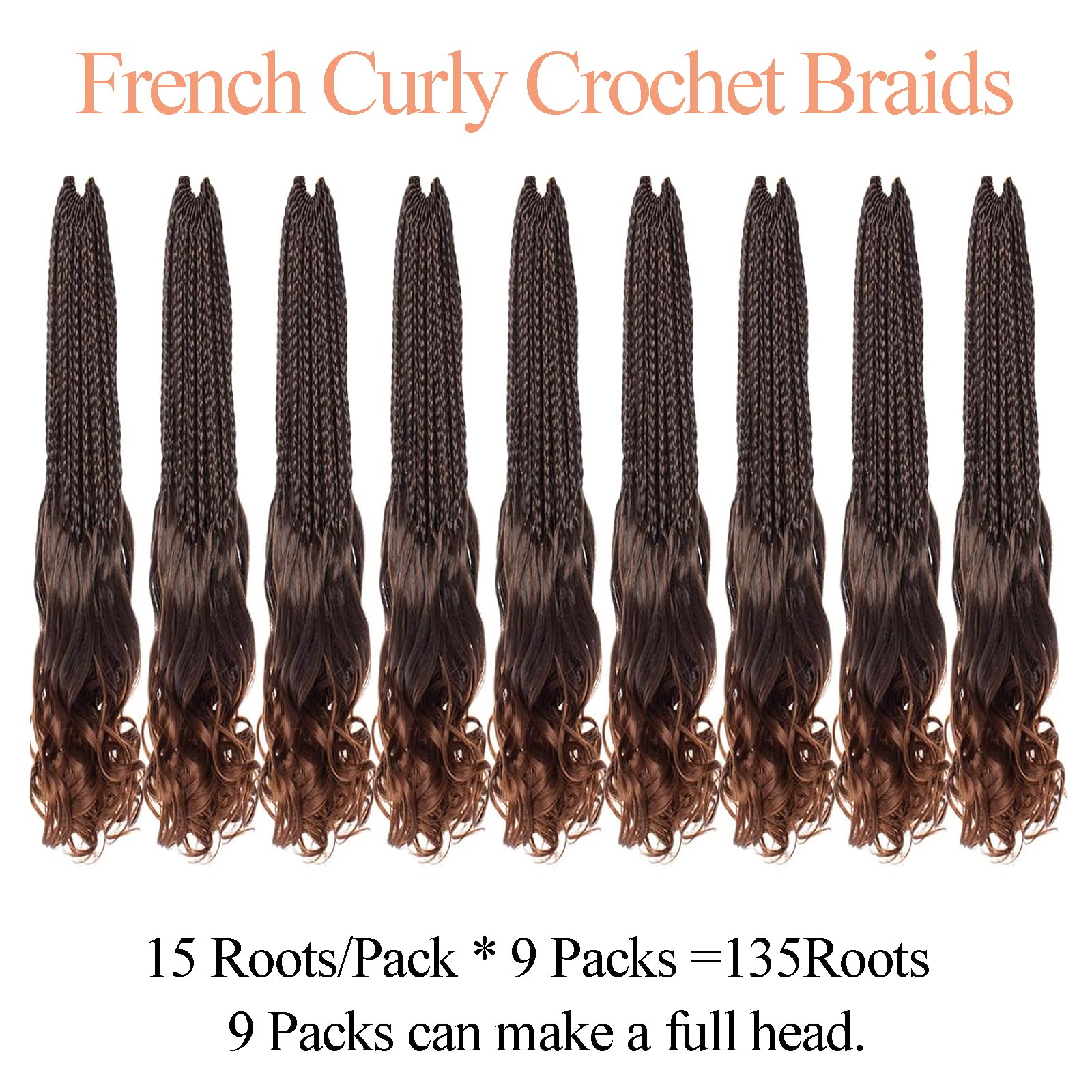 Mscat 14 Inch French Curly Crochet Braids 9 Packs Goddess Box Braids Crochet Hair Pre Looped Crochet Box Braids with Curly Ends Braiding Hair Extensions t30# - Image 4