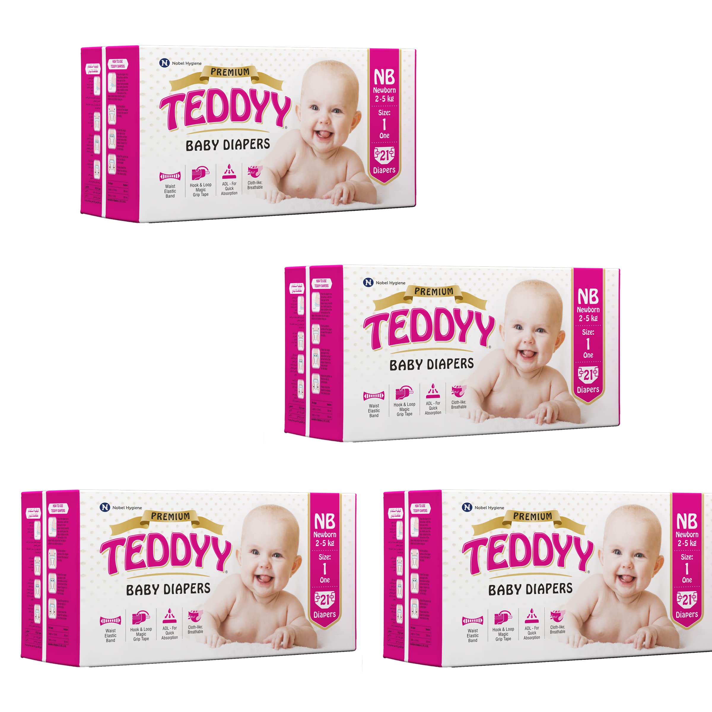 TeddyyBaby Diapers Tape Premium New Born 84 Count (Pack of 4)