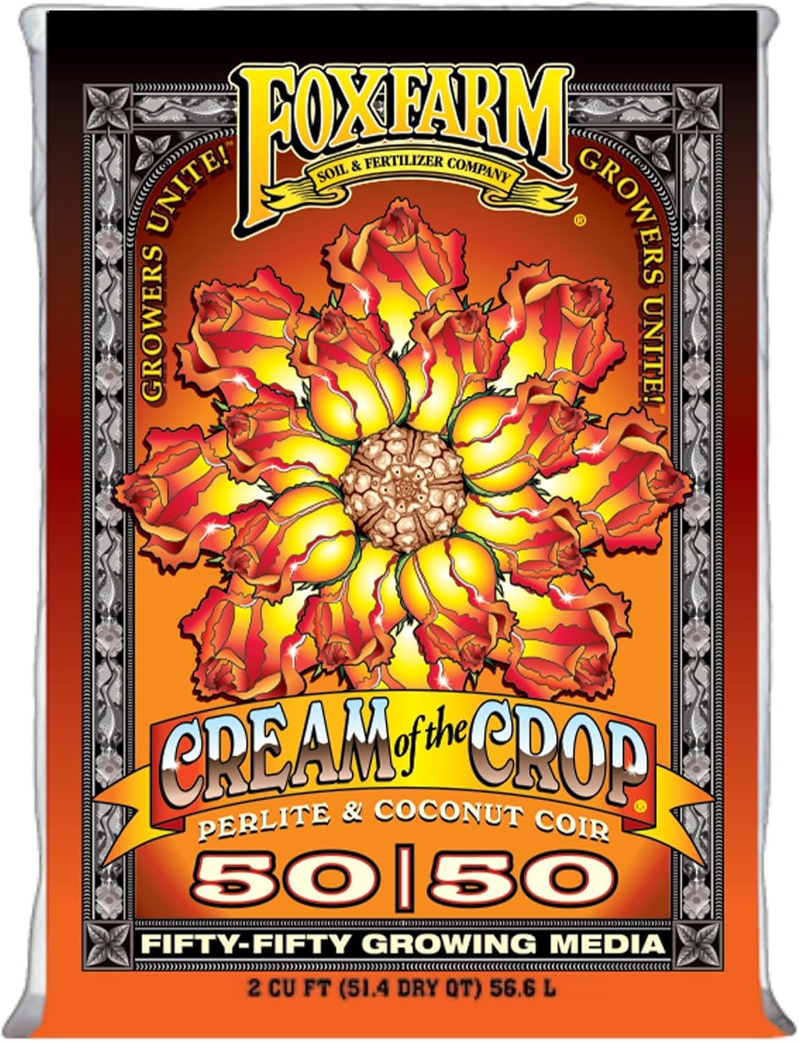 FoxFarm Cream of the Crop 50/50 Growing Media, 2cu ft - Facilitating Aeration and Drainage, for Indoor/Outdoor Container Gardens - Ideal for Use with Customized Feeding Schedules