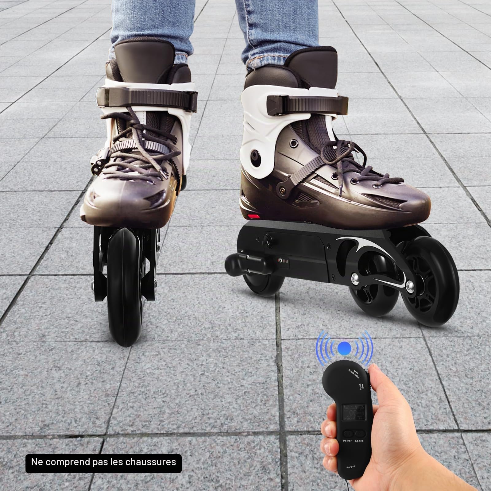 Kit de patins à roulettes électriques à double traction avec télécommande 2,4 G 100 W Patins à roulettes télécommandés pour l'extérieur, kit moteur à moyeu électrique skateboard roues