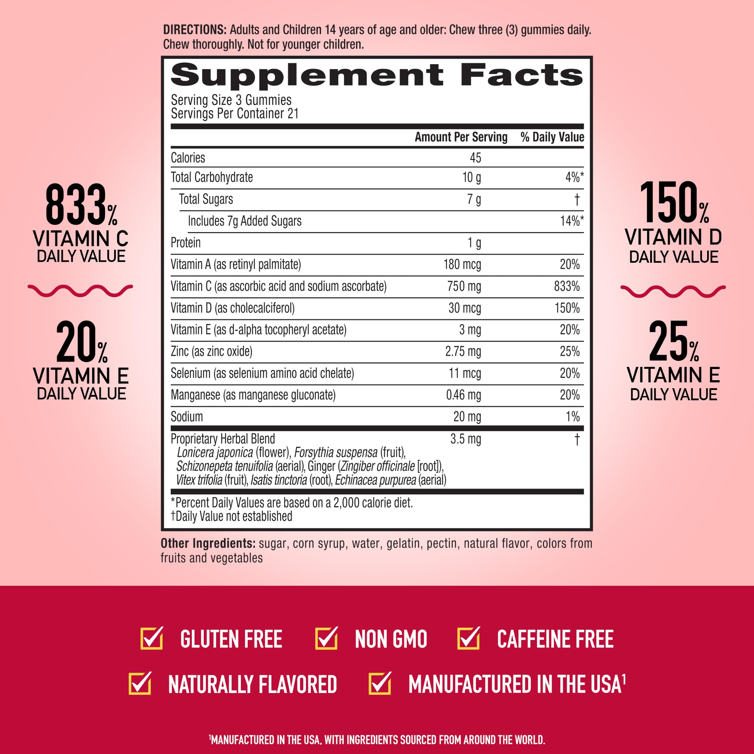 Airborne 750mg Vitamin C Gummies for Adults, Immune Support Supplement with Powerful Antioxidants Vitamins A C & E - 2x63ct Bottles (126 Gummies), Assorted Fruit Flavor — Amazon image 3