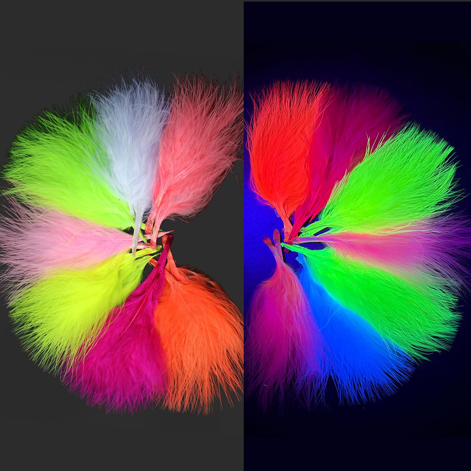 Tigofly 350 pcs 7 Colors Turkey Marabou Blood Feathers Wooly Bugger Streamers Fly Tying Feather Materials