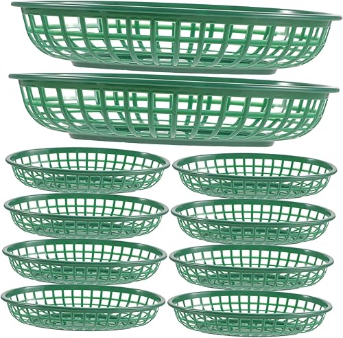 Happyyami 10Pcs Snack Baskets Organizer Fast Food Serving Tray Food Storage Basket Serving Basket Sandwiches Tray Deli Baskets chip Basket Snack
