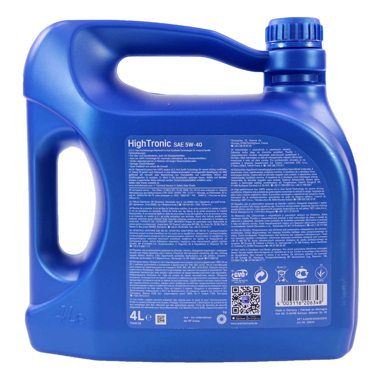 3x 1 L + 4 L = 7 Liter ARAL HighTronic 5W-40 Motoröl inkl. Ölwechselanhänger