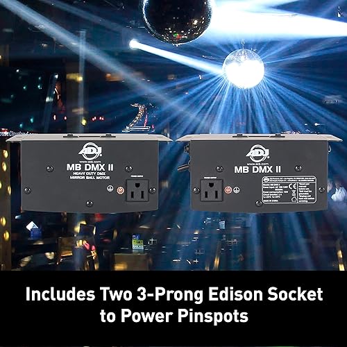 Miniatura 5 de American DJ Motor de bola de espejo resistente controlable DMX de 20 pulgadas máx. La bola de espejo también tiene salida conmutable de encendido y