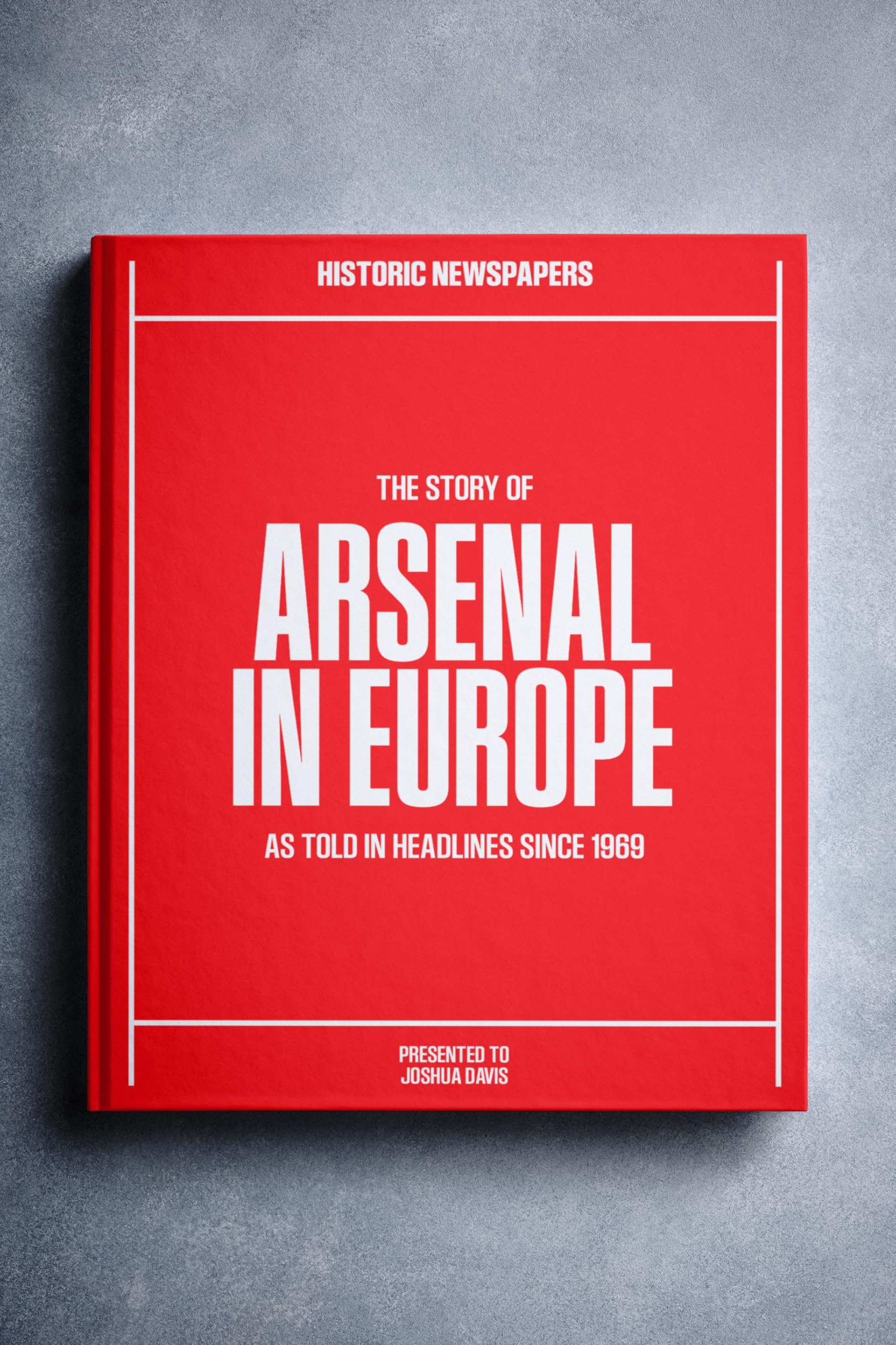 Historic Newspapers Arsenal in Europe | Personalised Football Gift | Champions Football History | Name Printed on Cover | Football History Book Through Newspapers | Football Fan Gift — image 1
