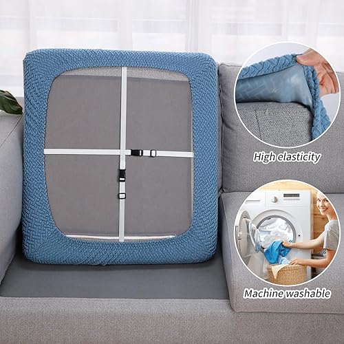 Miniatura 4 de Fuloon Fundas de cojín impermeables para sofá, fundas elásticas para cojín de asiento de sofá, protector de muebles sólido lavable, adecuado para