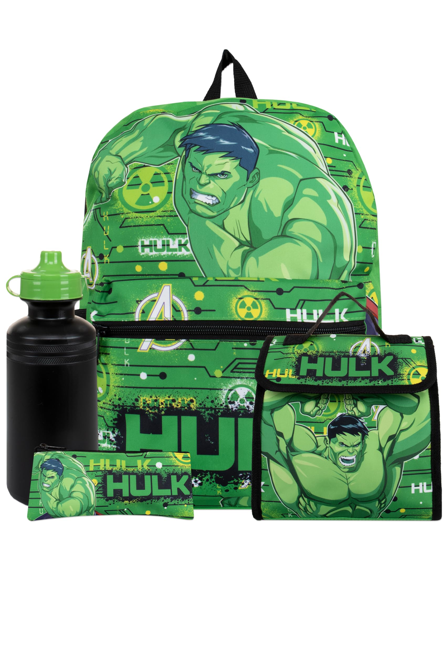 Marvel Men's Hulk Backpack 4 Piece Set Green One Size