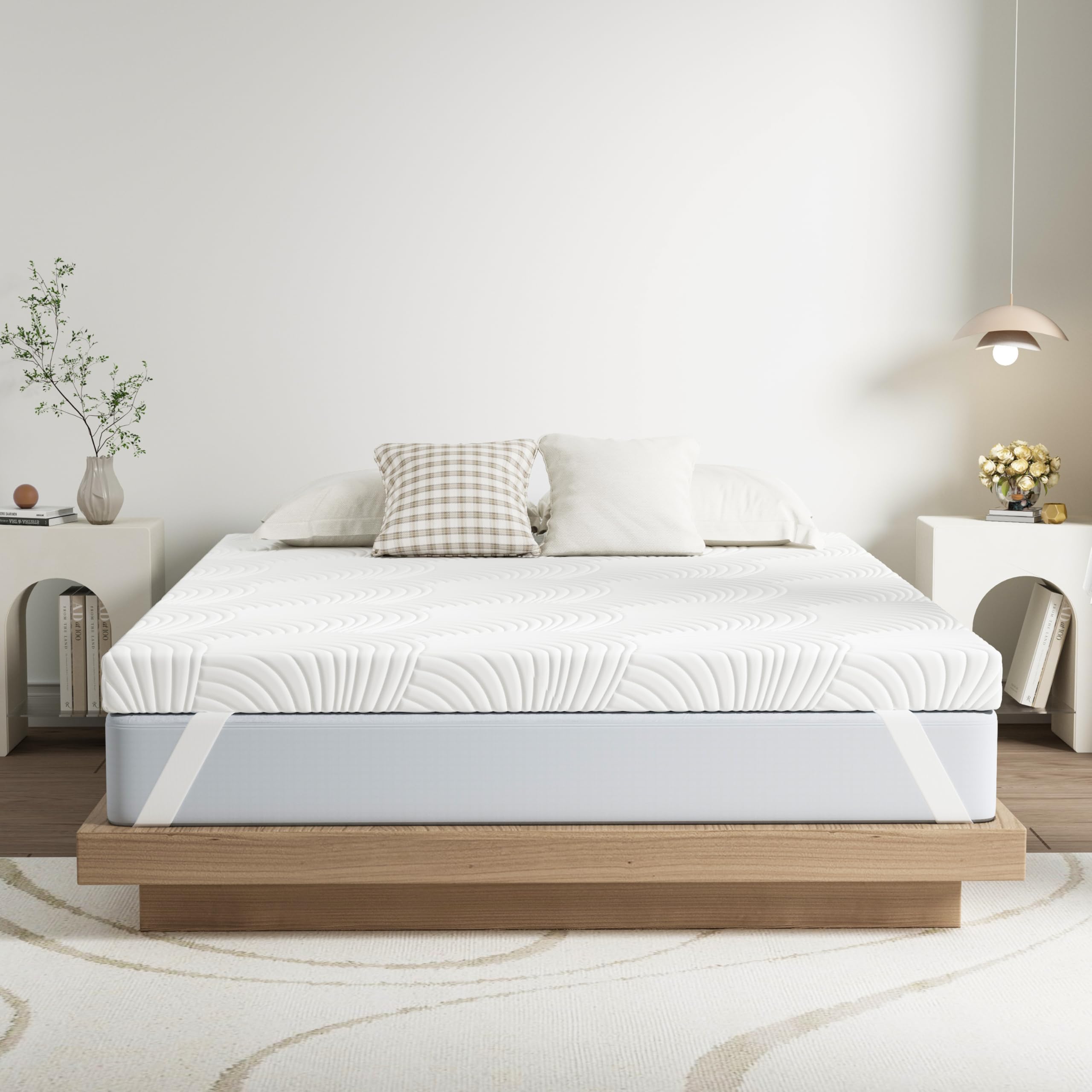 Surmatelas 180 x 200 cm H3, en mousse haute densité de 7,5 cm d'épaisseur pour soulager la pression, surmatelas 180 x 200 ferme avec housse amovible et lavable avec fermeture éclair