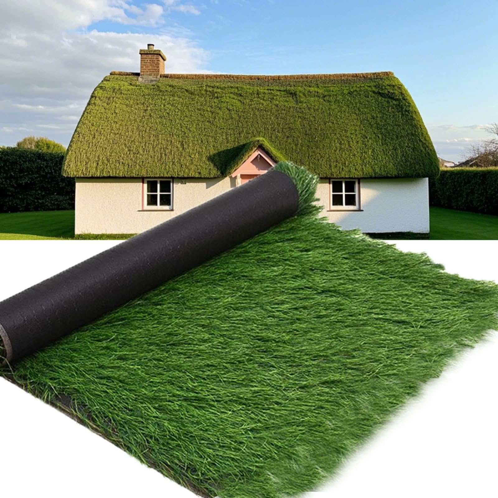 Artificial Palm Thatch Roofing Roll,Synthetic Thatch Grass Roof for Huts, Pools,Gardens,Maintenance-Free Artificial Straw Thatch Cover,Outdoor Thatch Roofing Material,Green(Size:0.5*15m(1.6*49.2ft))