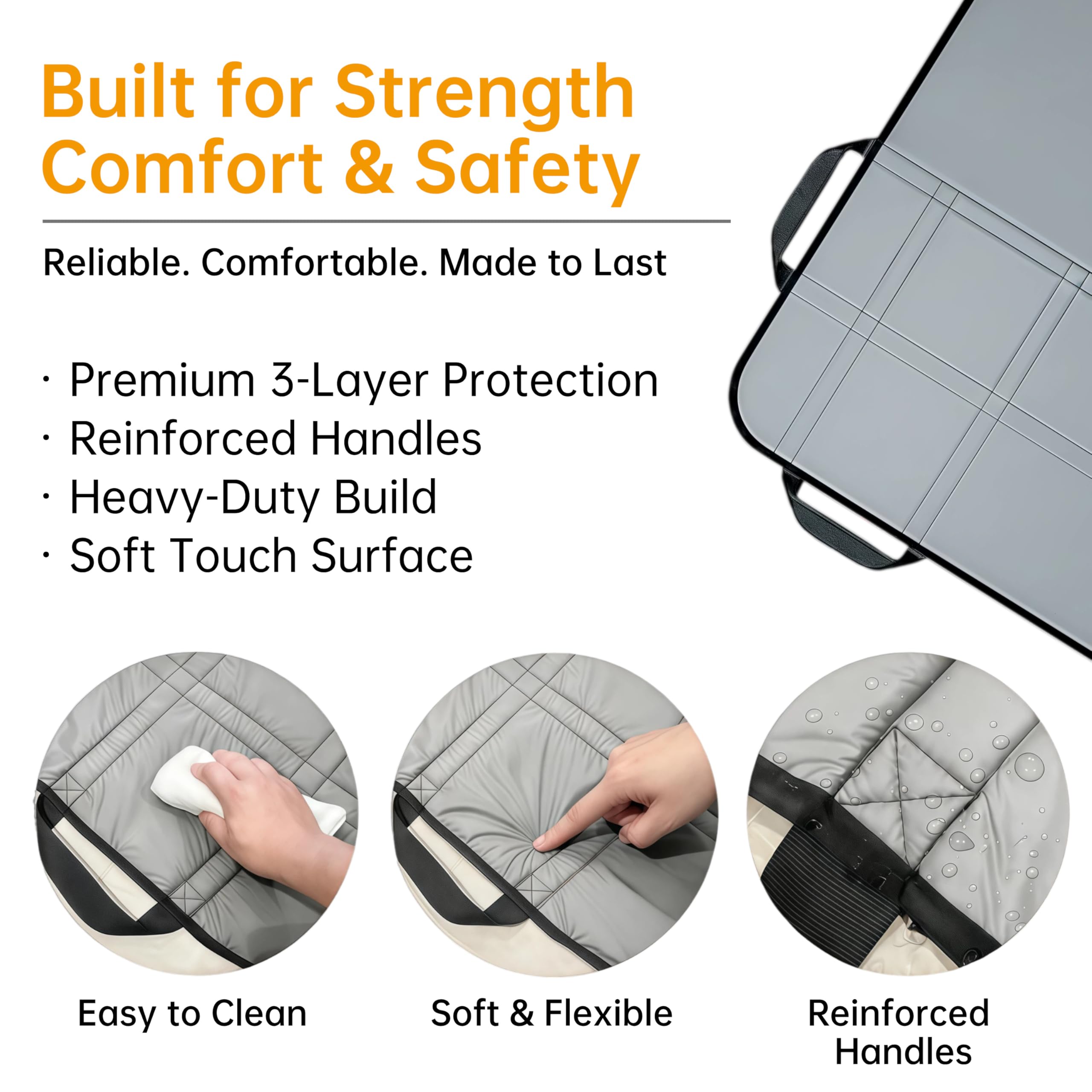 Telo di posizionamento Comfort a 3 strati (120x100 cm) con 8 maniglie, Ausilio impermeabile per il trasferimento e telo scorrevole per assistenza e anziani, Lavabile, portata fino a 220 kg