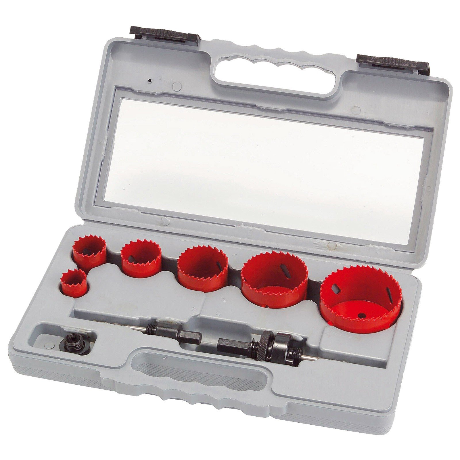 SEGA A TAZZA Set HSS Bi della scatola di metallo punta di perforazione Corone valigetta 22 – 68 mm 9 pezzi