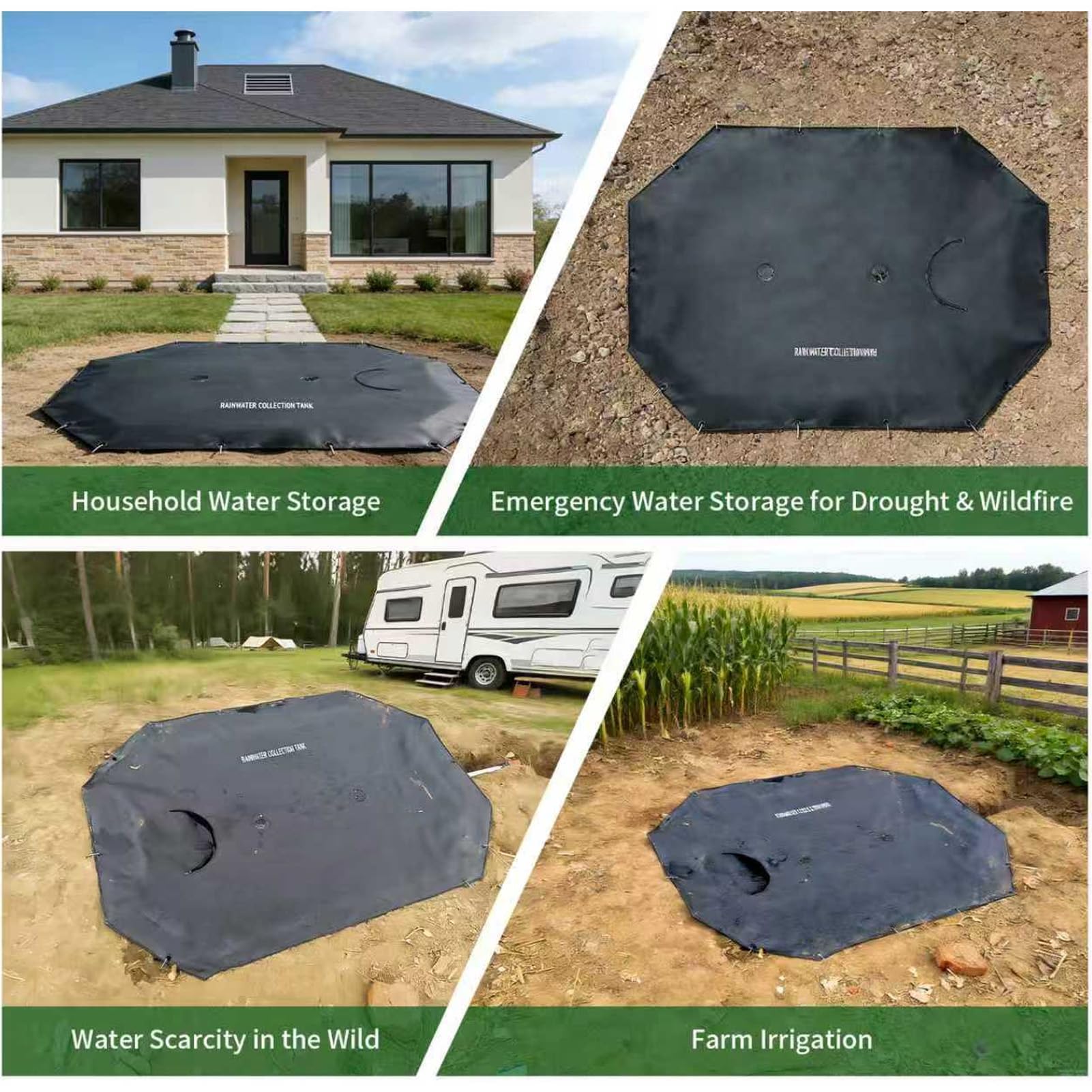 Colector de Agua de Lluvia Tanque de Almacenamiento de Agua de Jardín de PVC de Recolección de Lluvia Integrado de 500 L con Filtro Superior Depósito de Grande para Riego