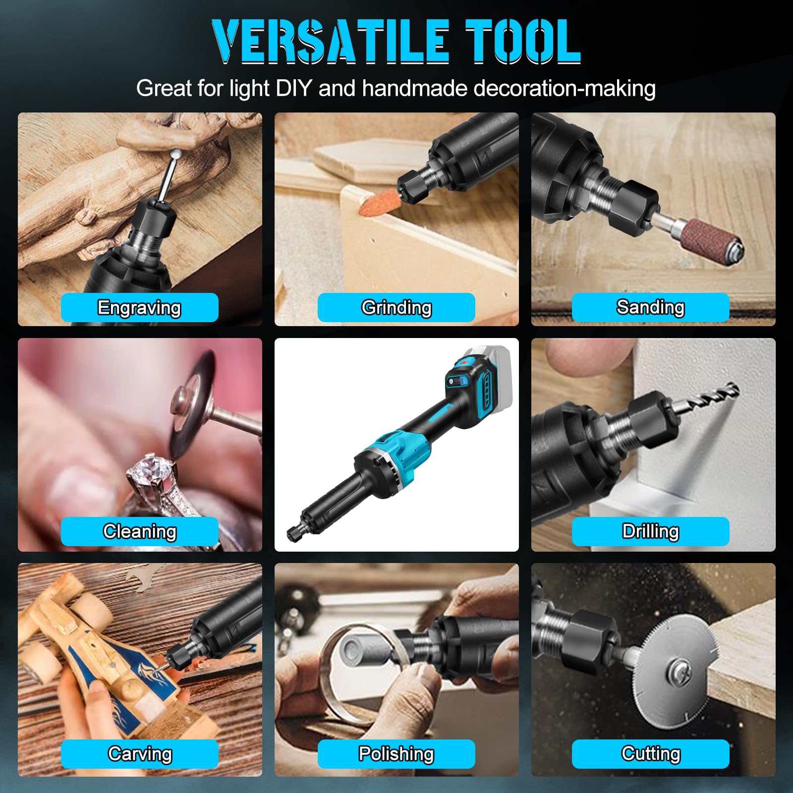 Smerigliatrice Diritta Brushless Makita 18V 128PCS Accessori 6 Velocità Variabili 3mm 6mm Mandrino Multifunzione