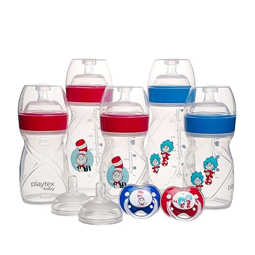 Miniatura 2 de Playtex Baby Dr. Seuss - Juego de regalo para recién nacido con 5 biberones (3 botellas de 4 onzas, 2 x 8 onzas), 2 chupetes Binky, 60 forros y