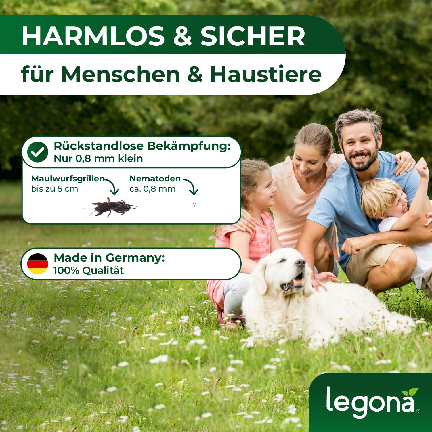 Legona SC-Nematoden gegen Maulwurfsgrillen und Wiesenschnaken, 50 Mio. für 100 m² oder 250 L Blumenerde, Steinernema carpocapsae