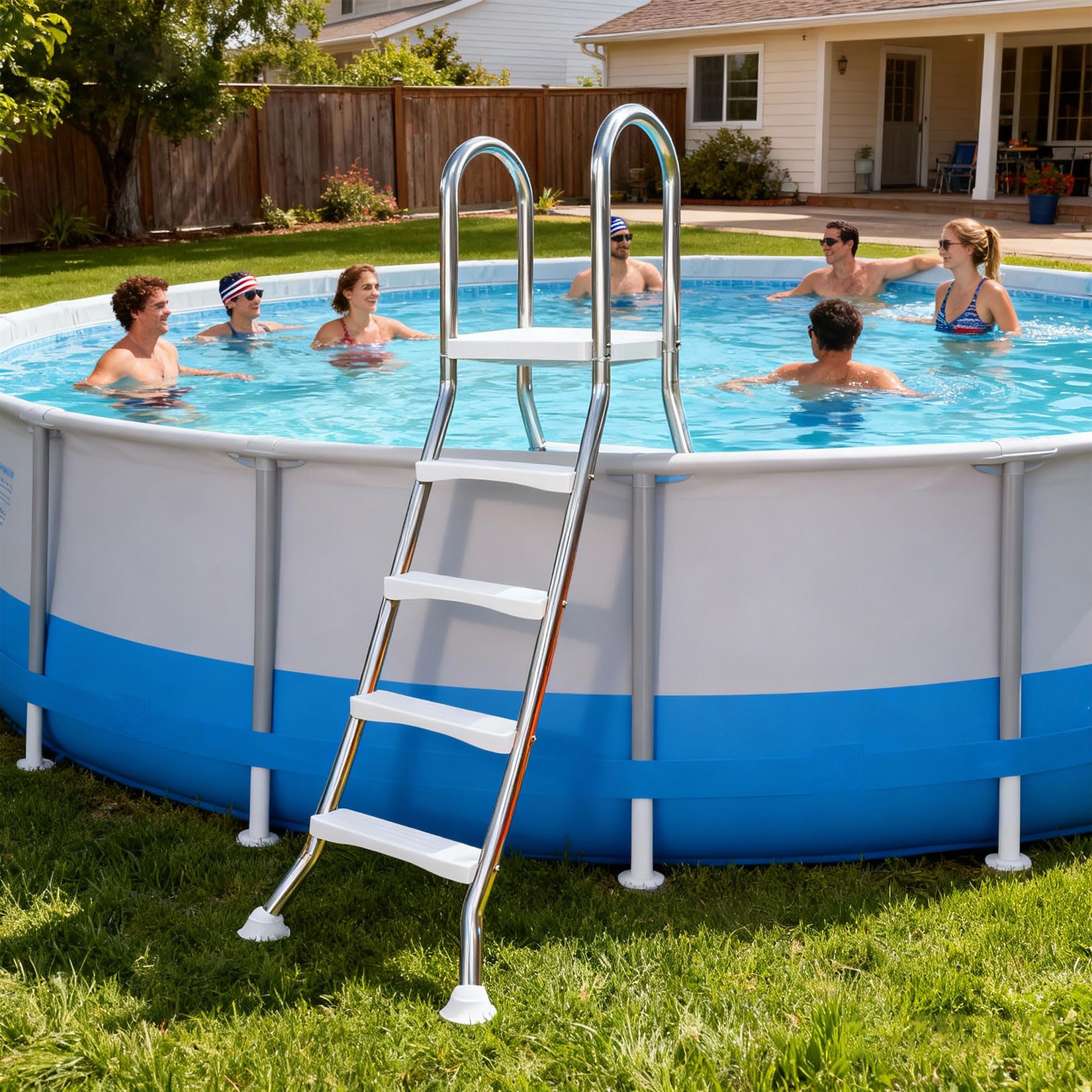 Seleziona Scala per Piscina Fuori Terra A-Frame Heavy Duty 85/110/135 cm Scala da Nuoto a 2/3/4 Gradini Scala a Doppio Lato in Acciaio Inossidabile 304 Scala Antiscivolo capacità 250 kg
