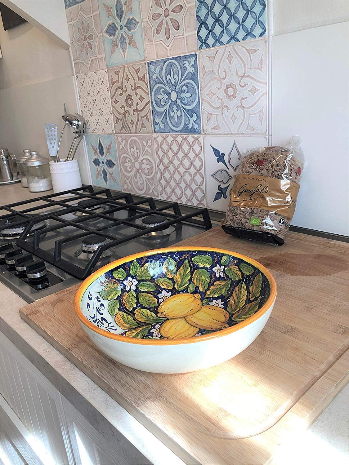 CERAMICHE D'ARTE PARRINI - Italian Ceramic Serving Bowl Centerpieces Decorated Lemons Hand Painted Art Pottery Dishware Made in ITALY Tuscan