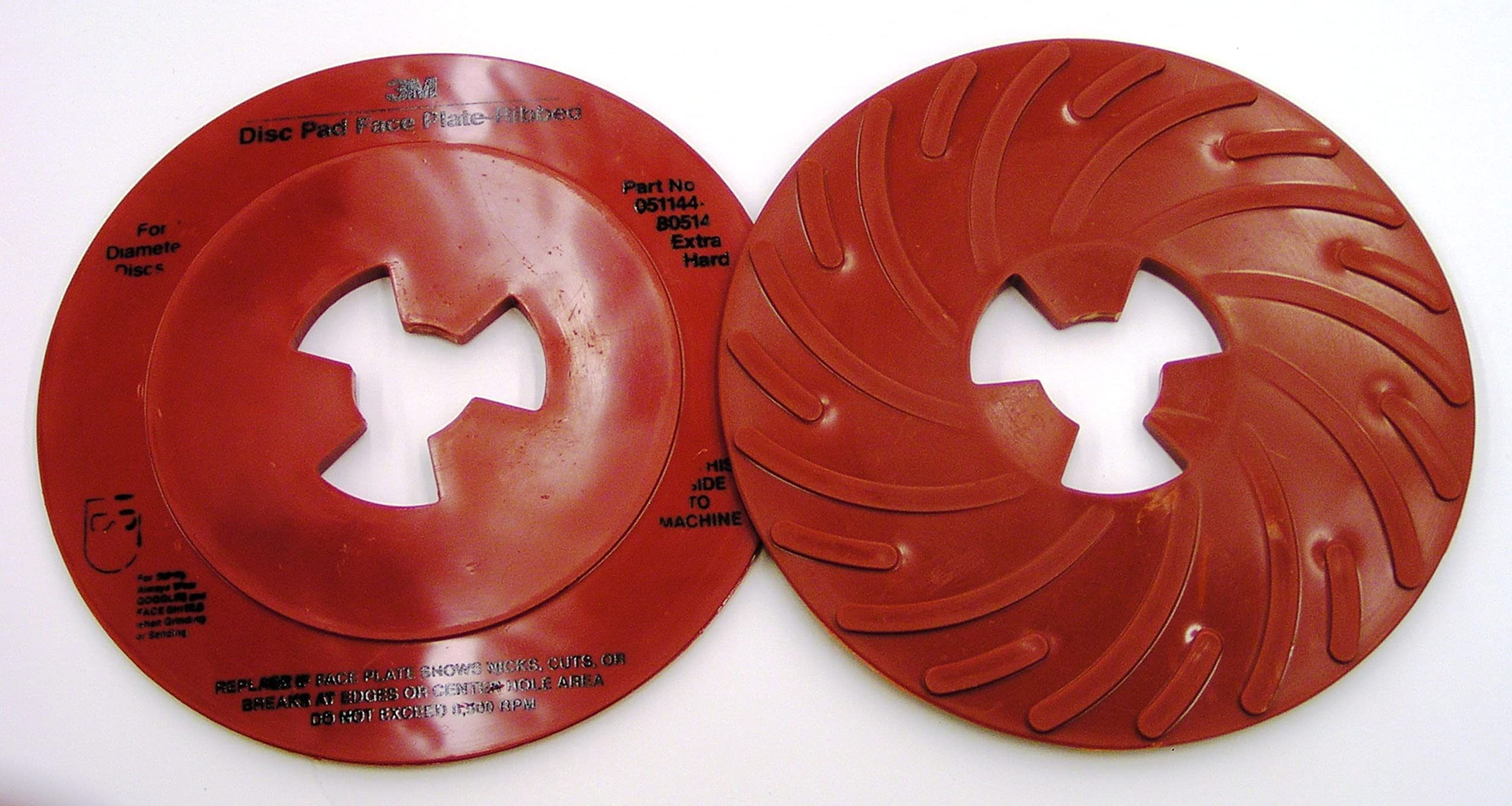 3M Disc Pad Face Plate Ribbed 80514, 7 in Extra Hard Red, 10 per case