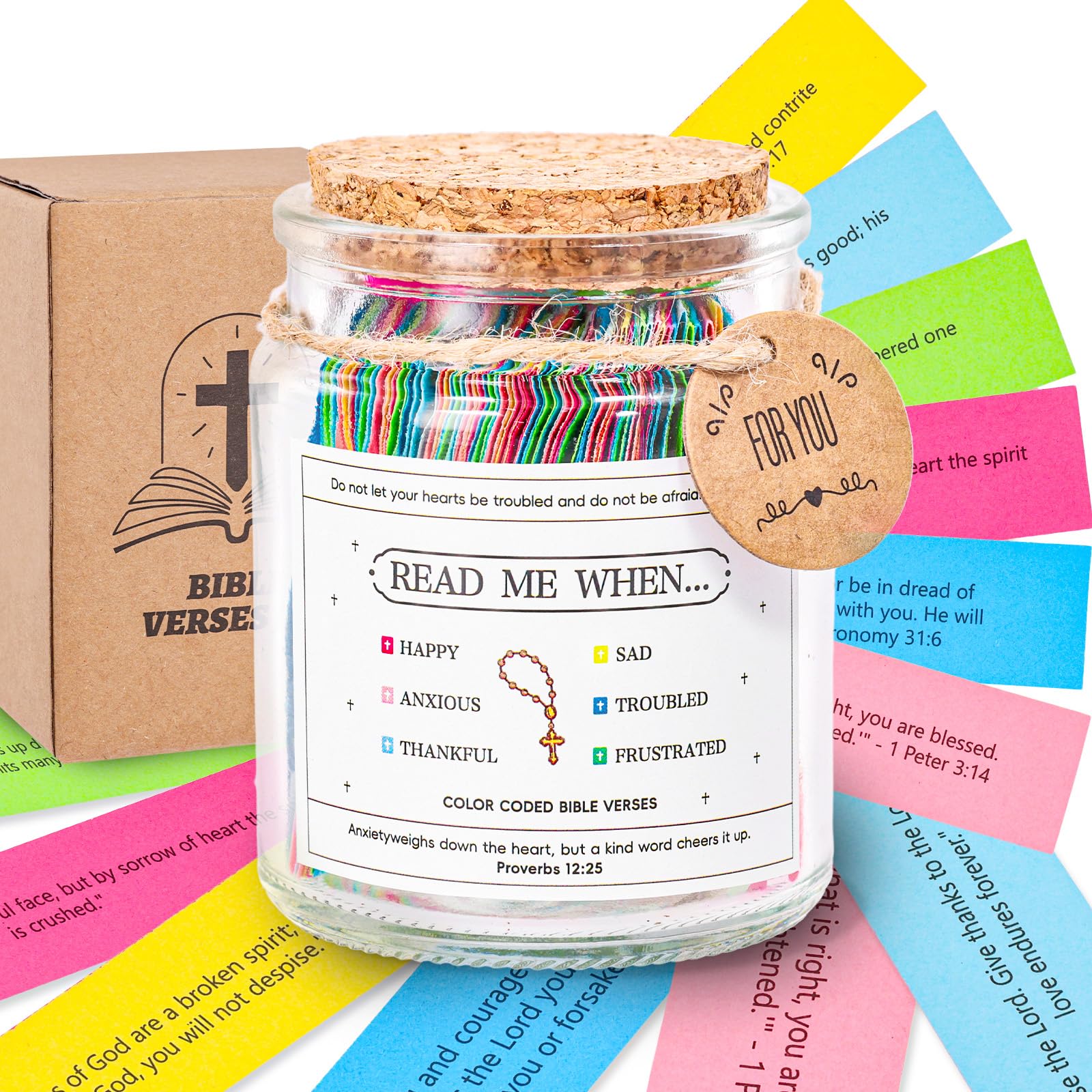 Bible Verse Jar - Christian Gifts for Women, Inspirational Scripture Jar for Birthday, Graduation, Easter, Mother's Day, and Encouragement Gifts