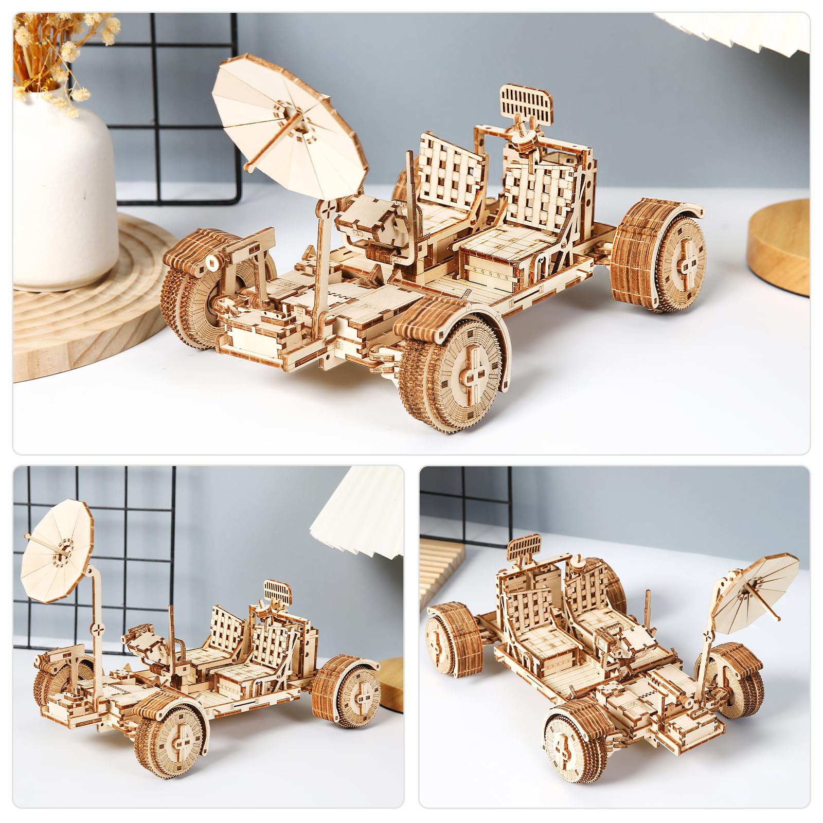 Hallisun 3D Wooden Puzzle for Adults Lunar Rover Wooden Model Building Set - Image 3
