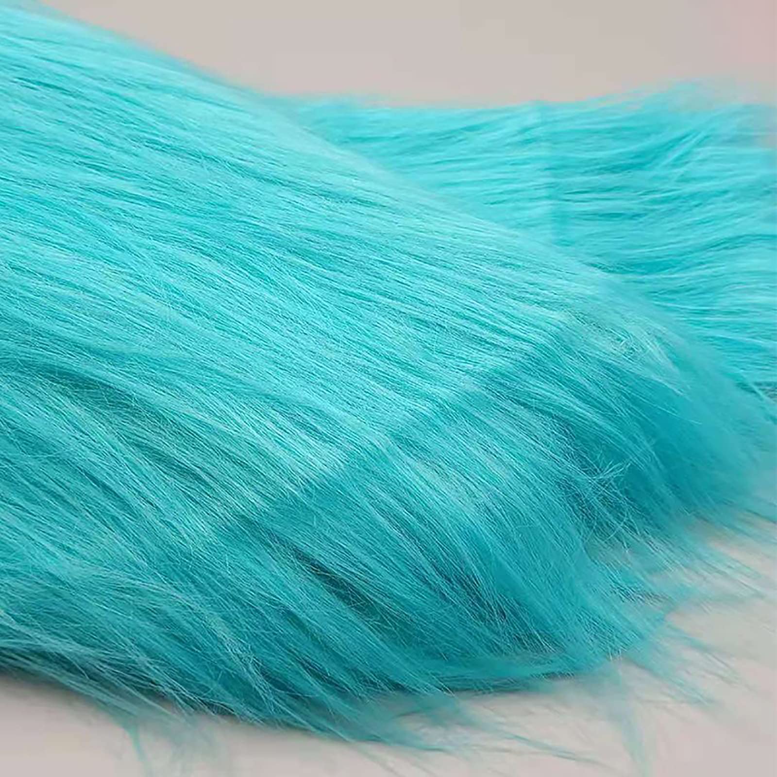 Yimihua long pile faux fur Faux fur fabric material,fluffy fabric plush fabric for Costume Fashion Rugs Props Backdrops Cosplay Chair decoration 170x50cm(Color:Sea blue)